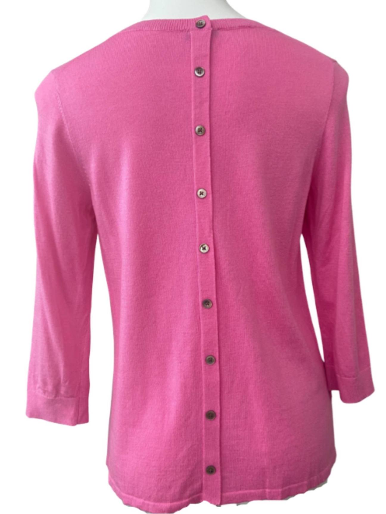 Cool Summer ANN TAYLOR pink button-back sweater