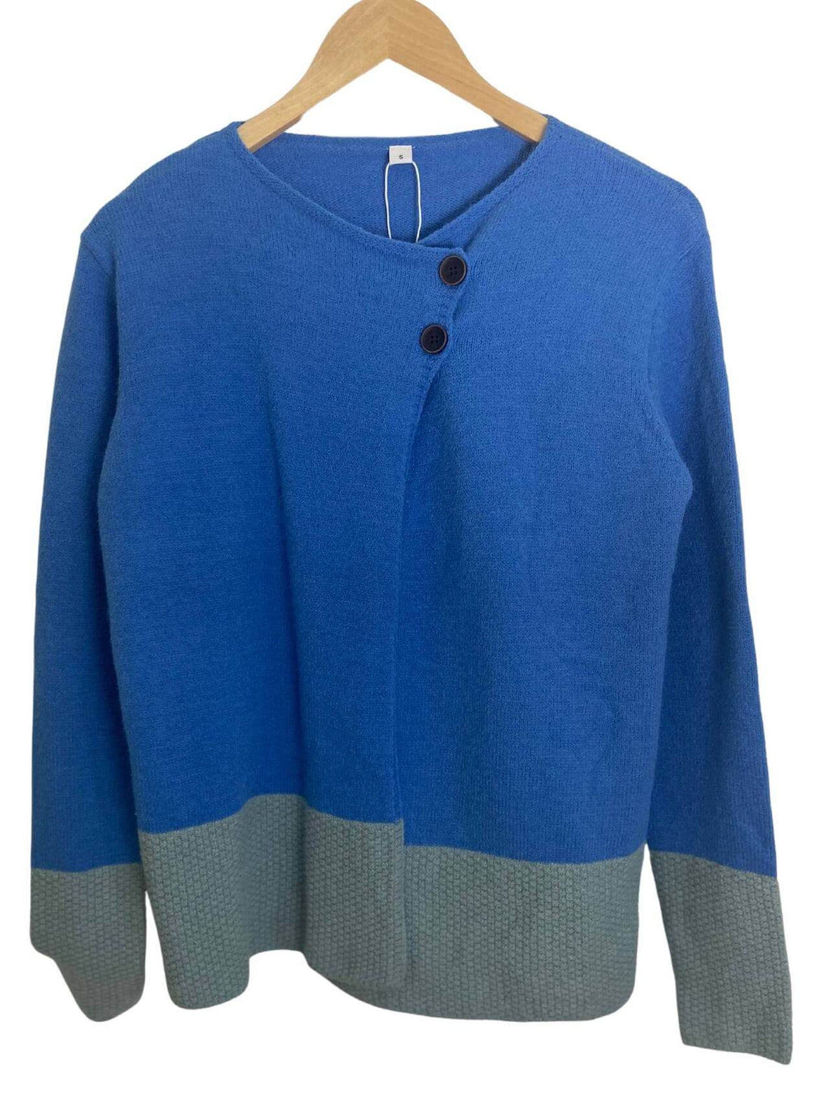 Cool Summer Viki blue gray double button sweater
