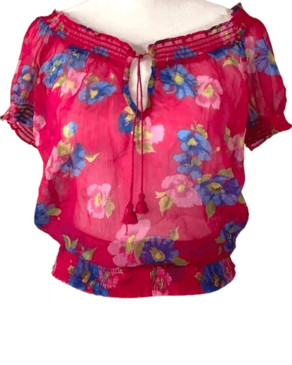 Cool Summer COLDWATER CREEK hibiscus button down crinkle shirt
