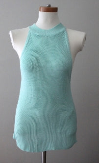 Cool Summer COTTON  EMPORIUM mint halter sweater