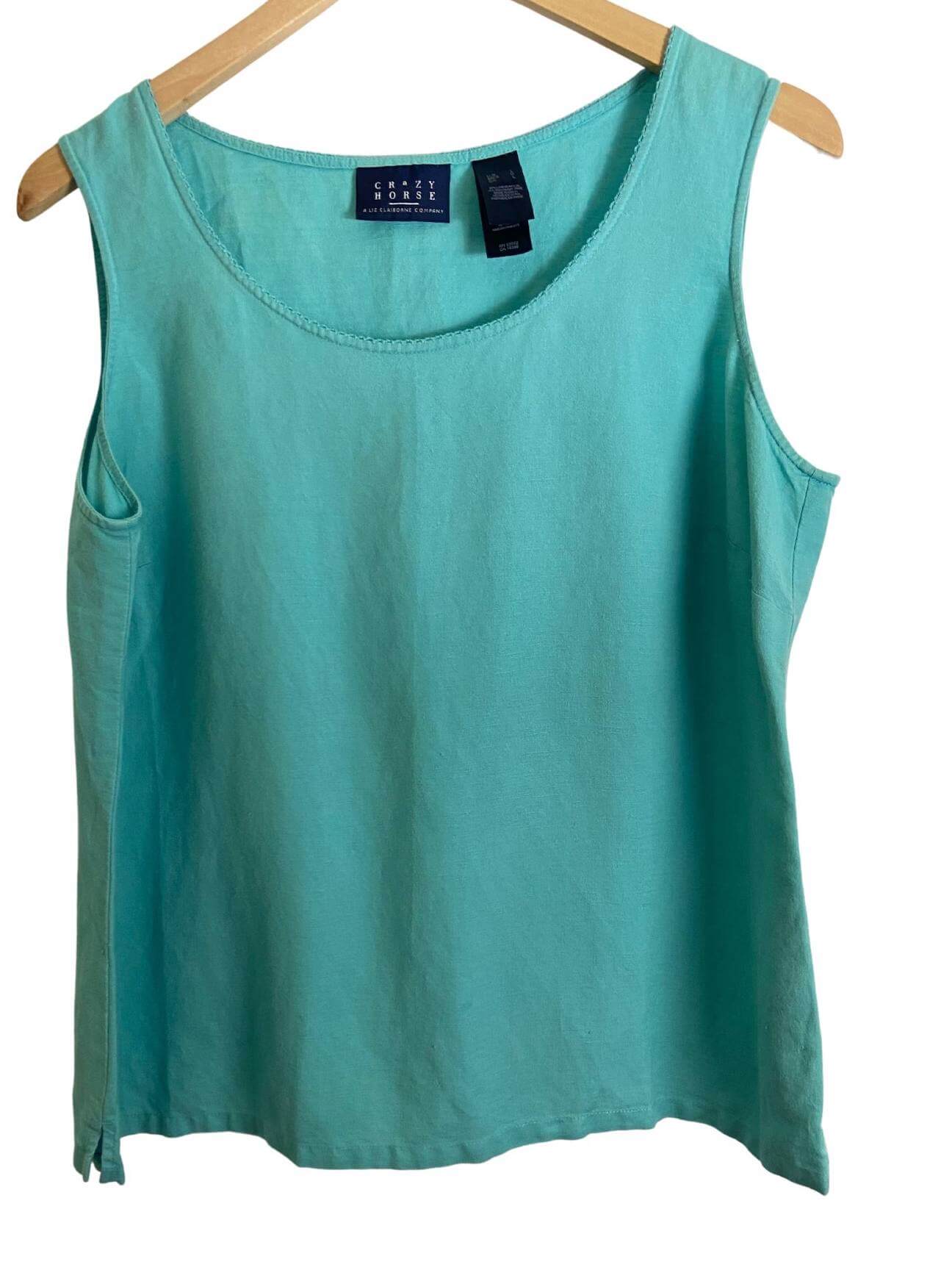 Cool Summer Crazy Horse linen aqua top