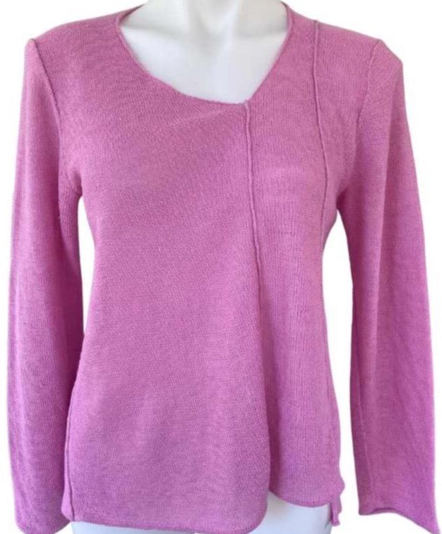 Cool Summer EILEEN FISHER orchid pink linen v-neck sweater