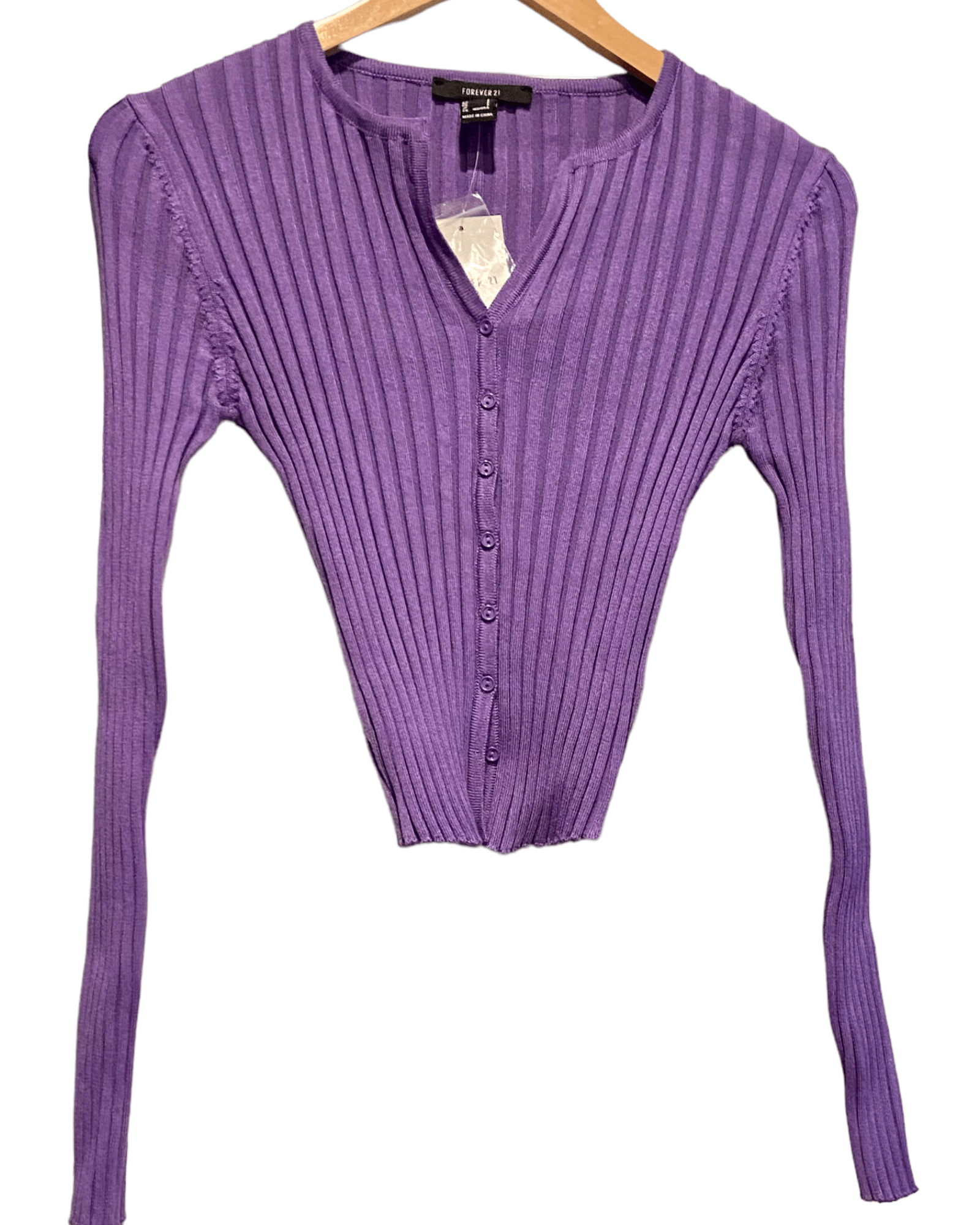 Cool Summer FOREVER 21 lilac purple ribbed sweater cardigan