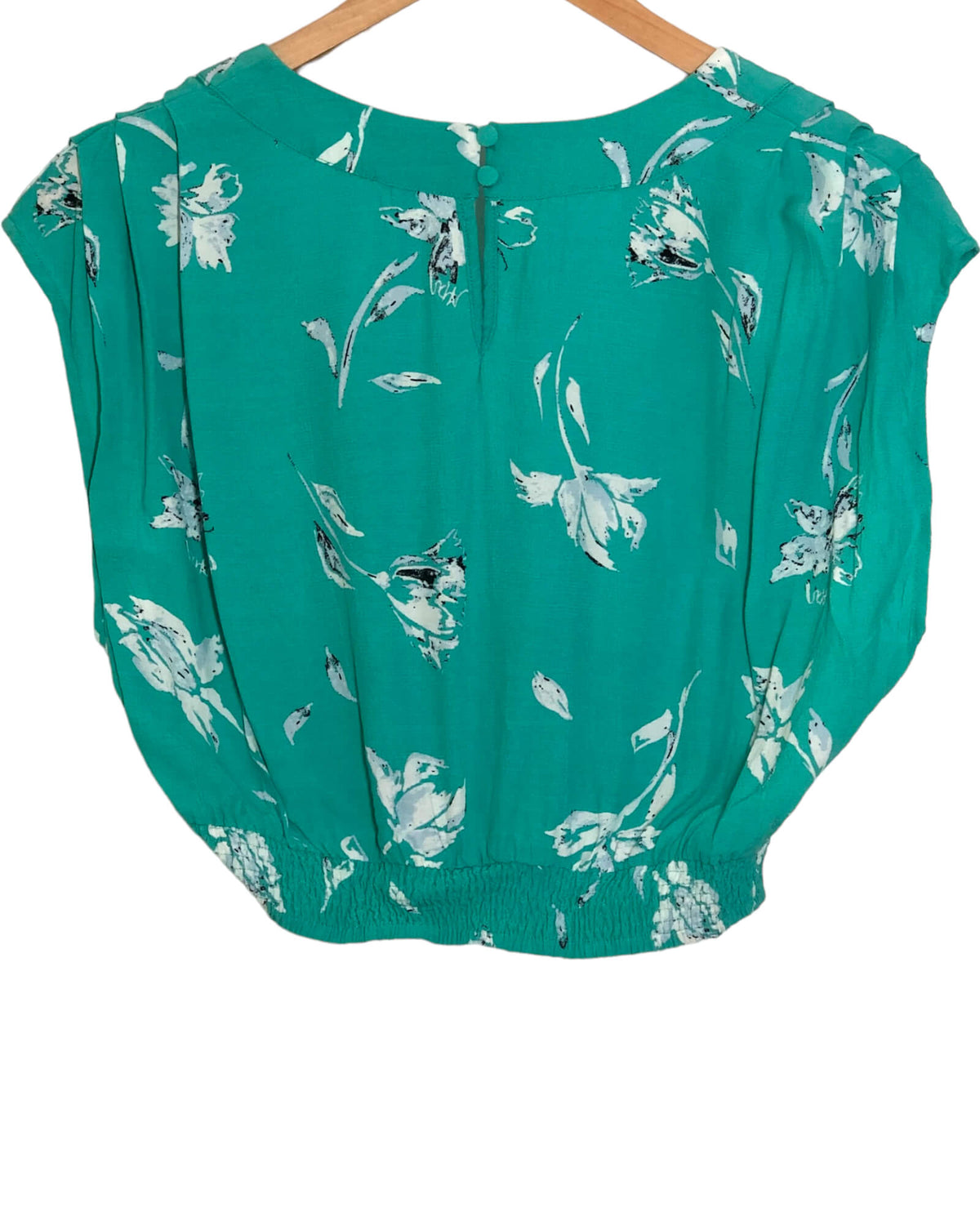 Cool Summer FREE PEOPLE aqua floral crop top