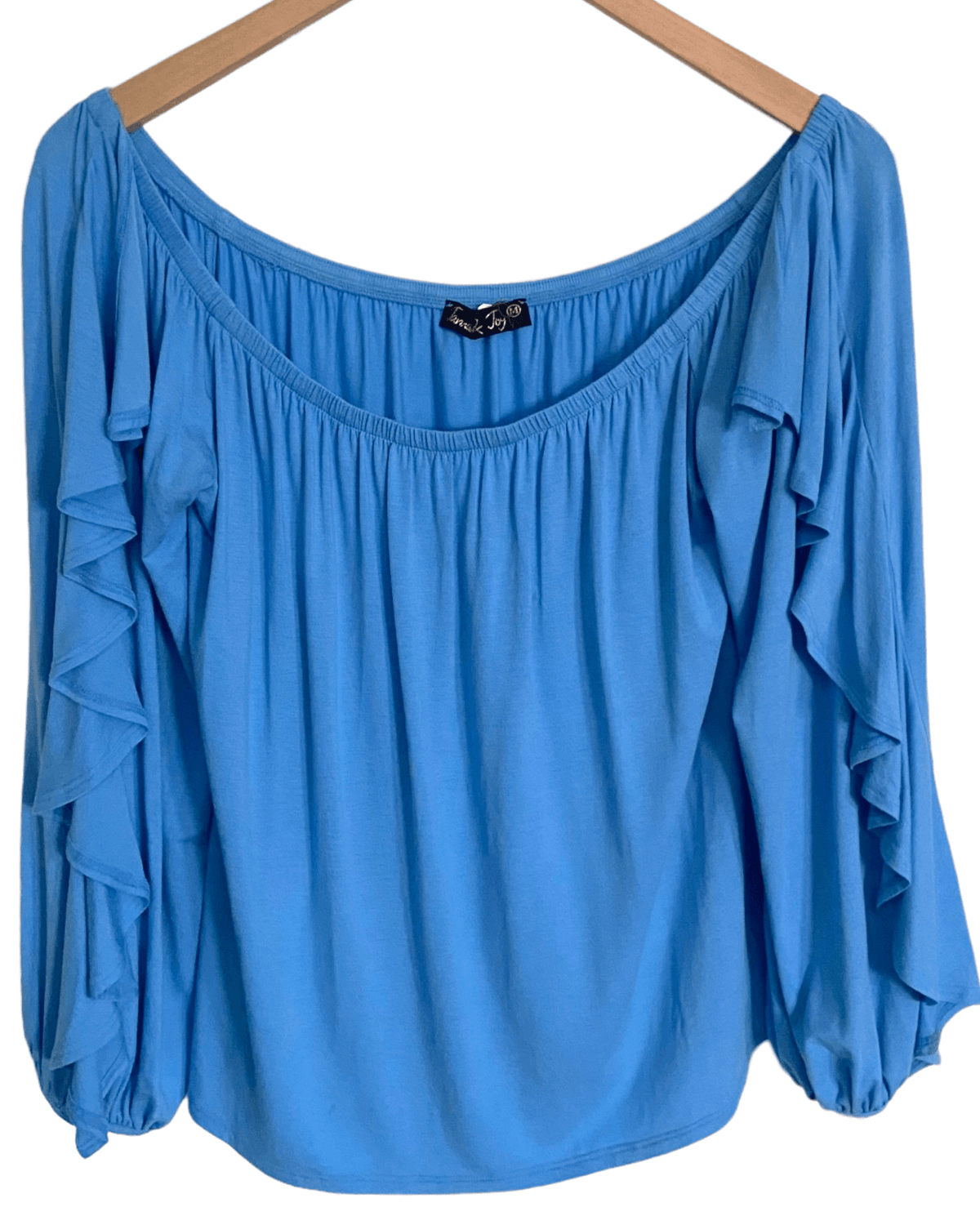 Cool Summer JAMES &amp; JOY blue ruffle knit top