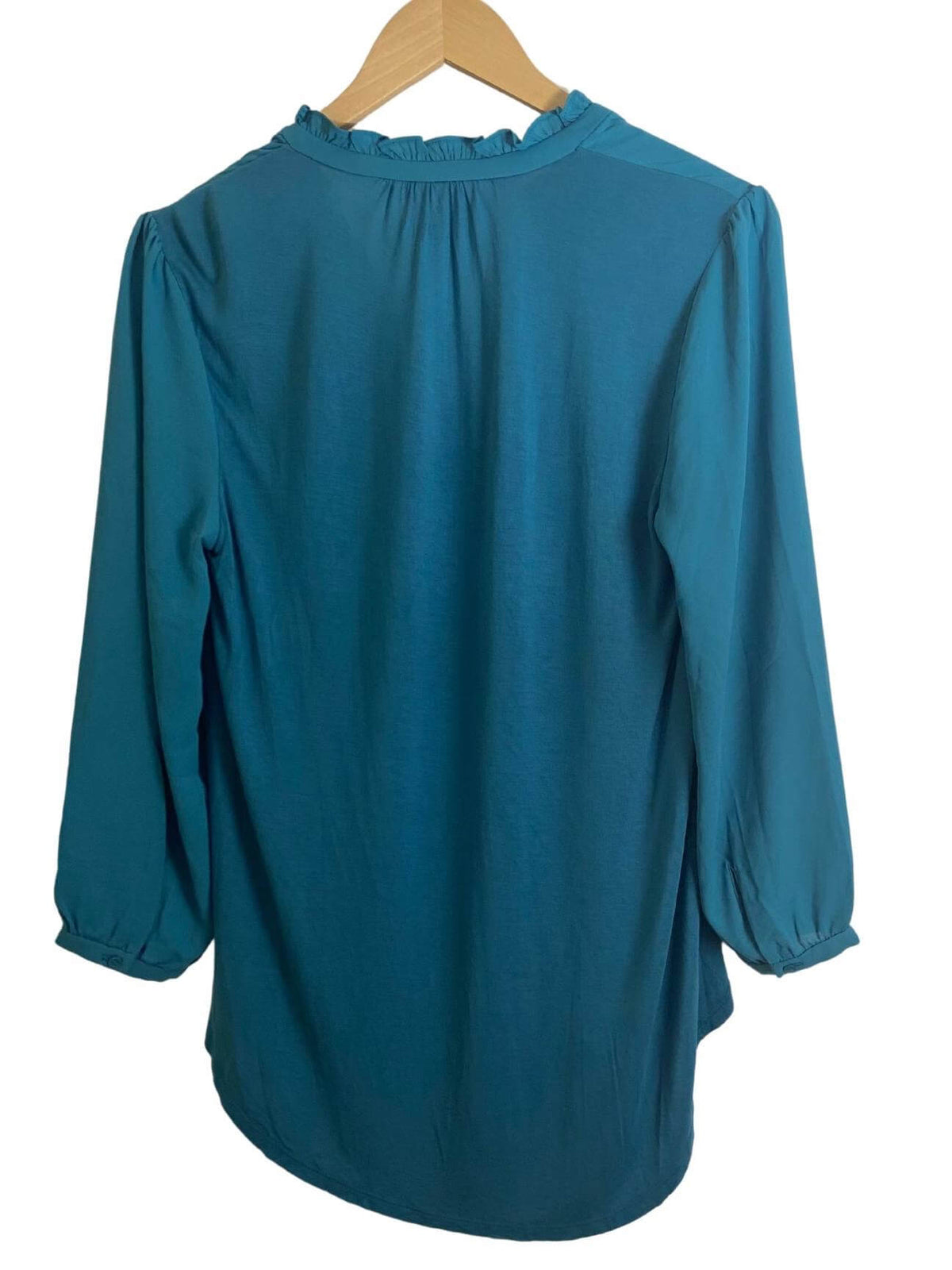 Cool Summer LOFT ruffle blouse green