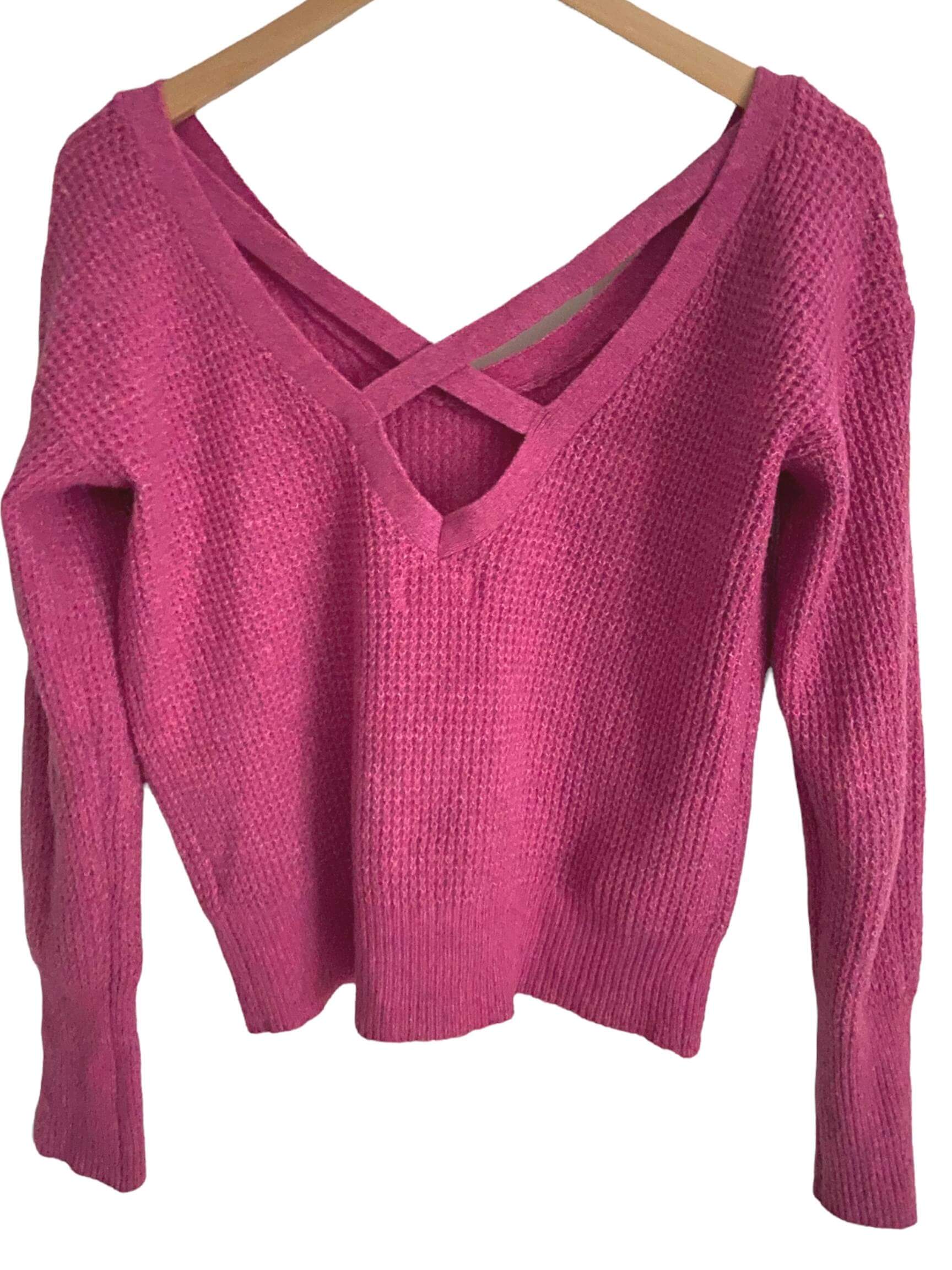 Cool Summer MAEVE pink cross back sweater