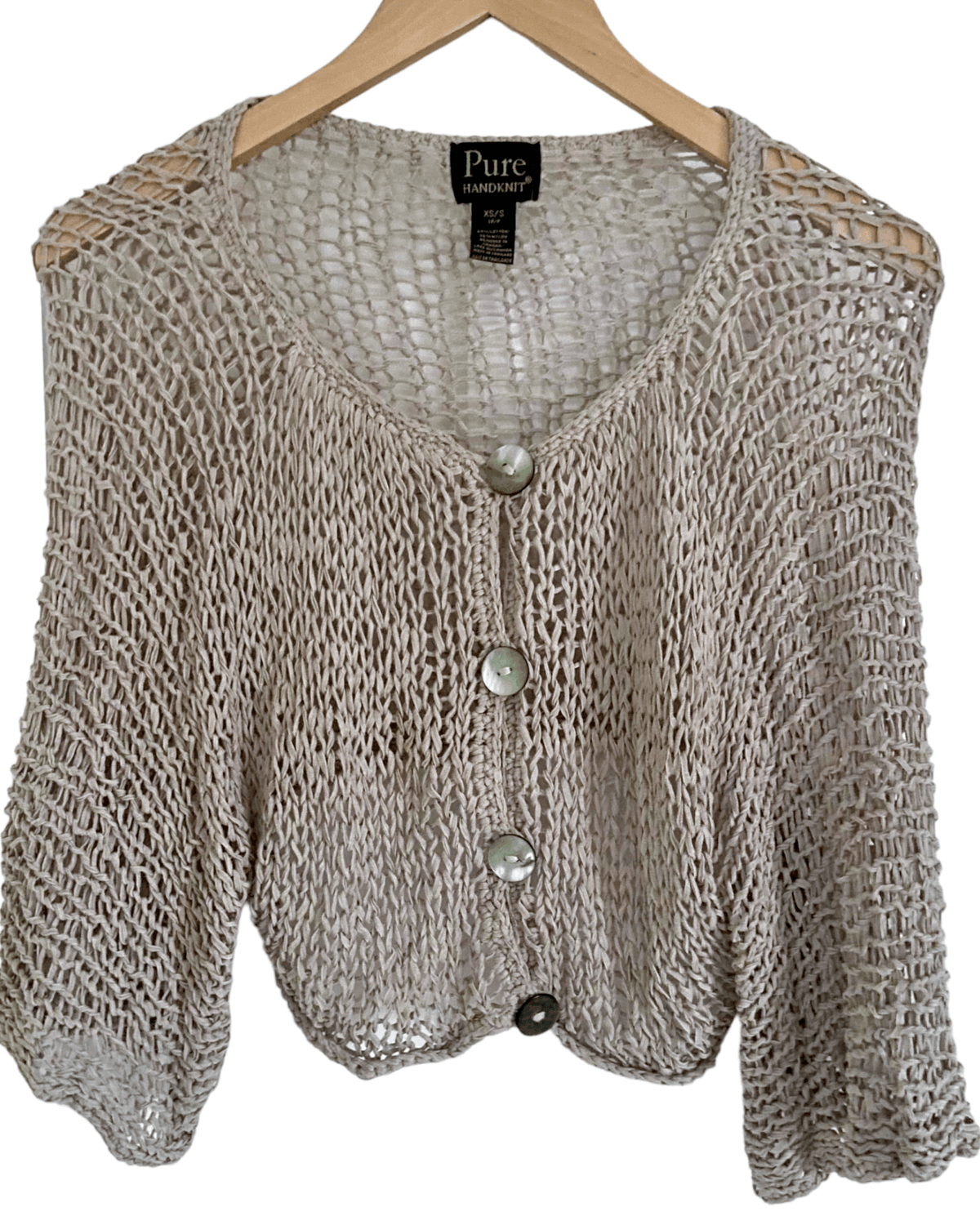 Cool Summer PURE HANDKNIT open knit cardigan sweater