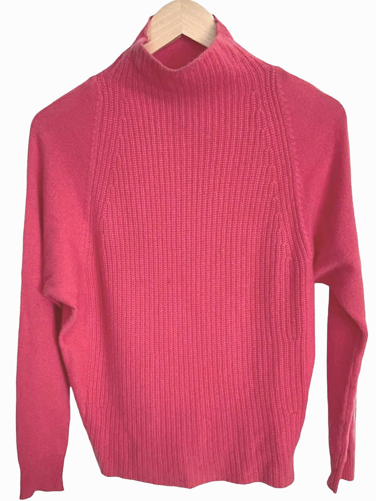 Cool Summer TAHARI punch pink ribbed cashmere sweater