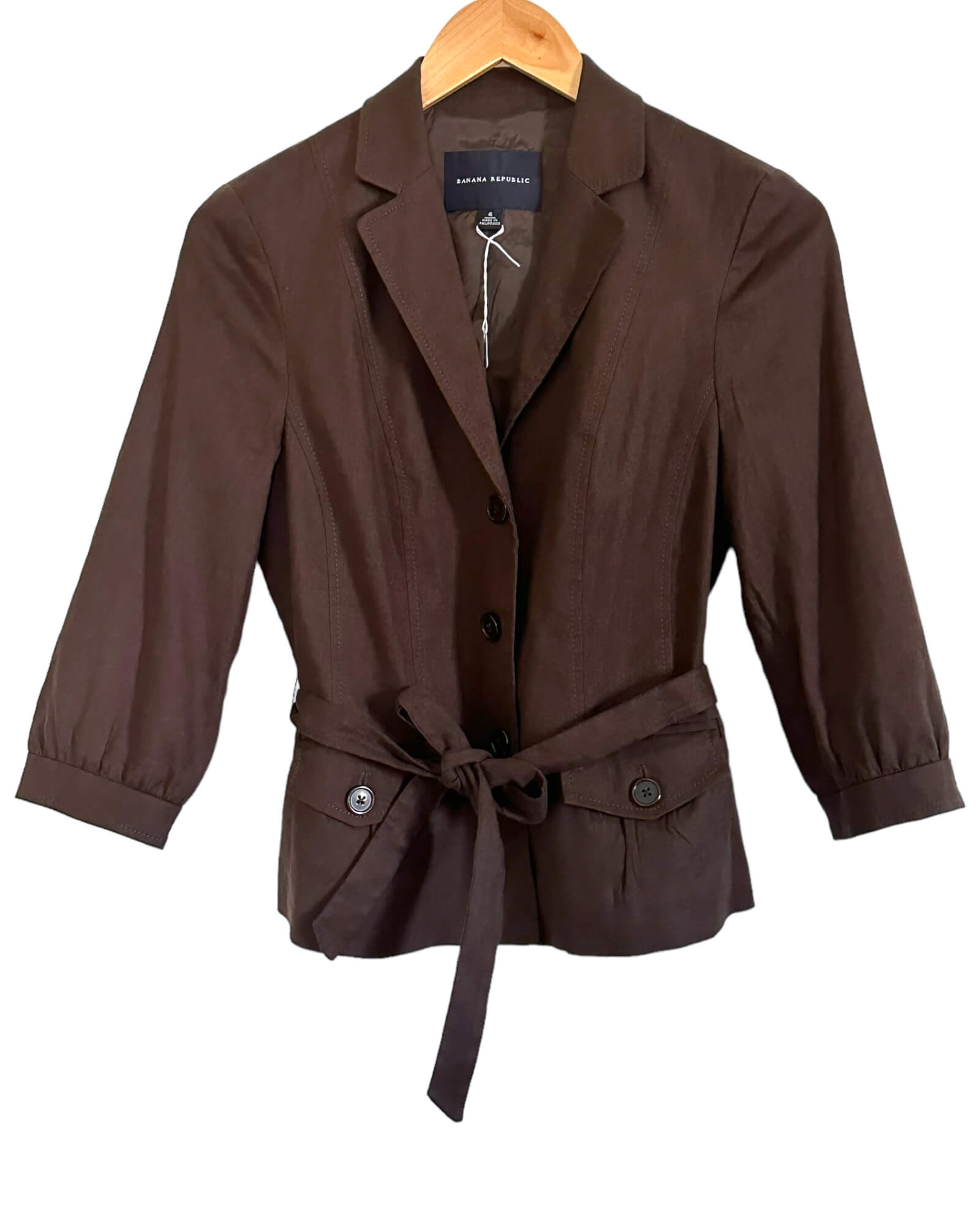 Cool Winter BANANA REPUBLIC brown belted linen jacket