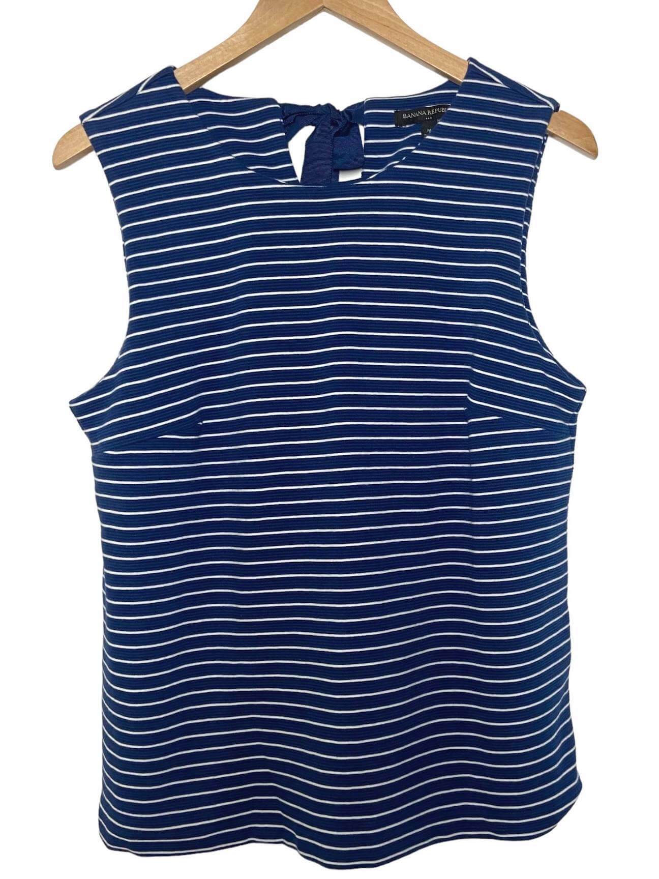 Cool Winter BANANA REPUBLIC ribbon back sleeveless blue stripe top