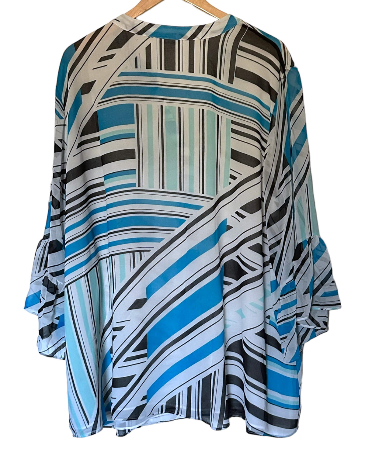 Cool Winter CALVIN KLEIN blue black geometric print blouse