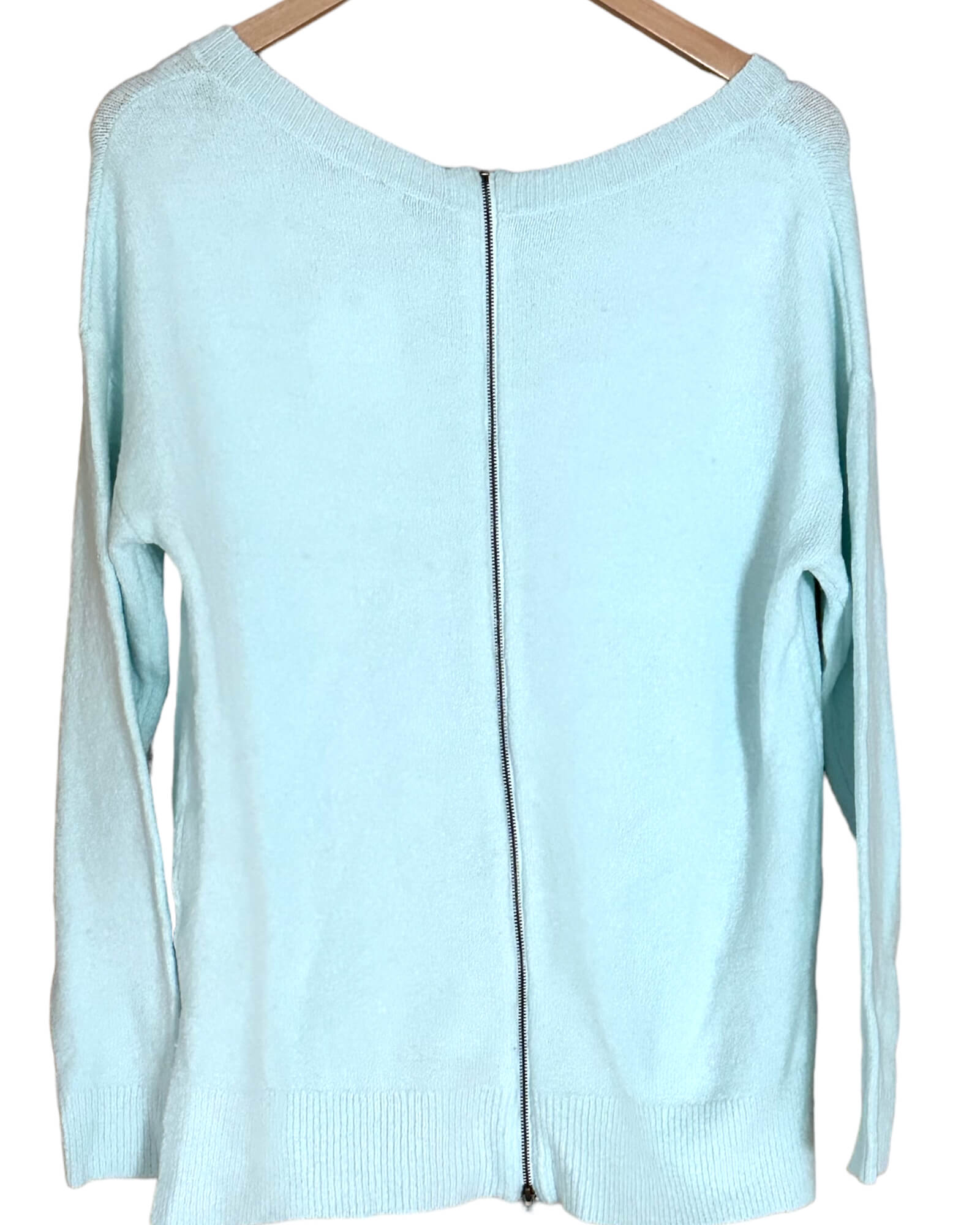 Cool Winter CASLON icy blue zipper back sweater