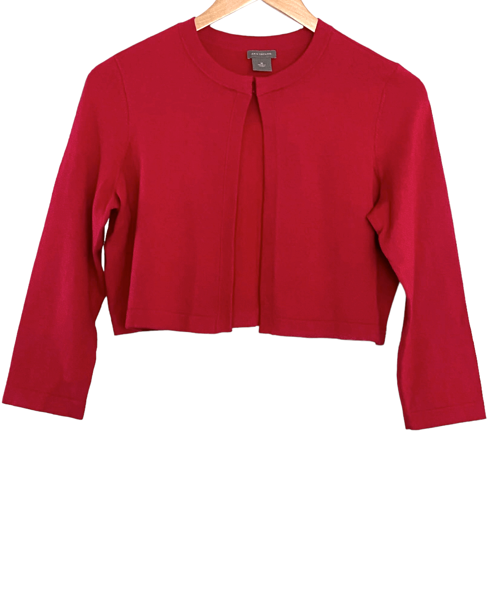 Cool Winter ANN TAYLOR red cropped cardigan sweater
