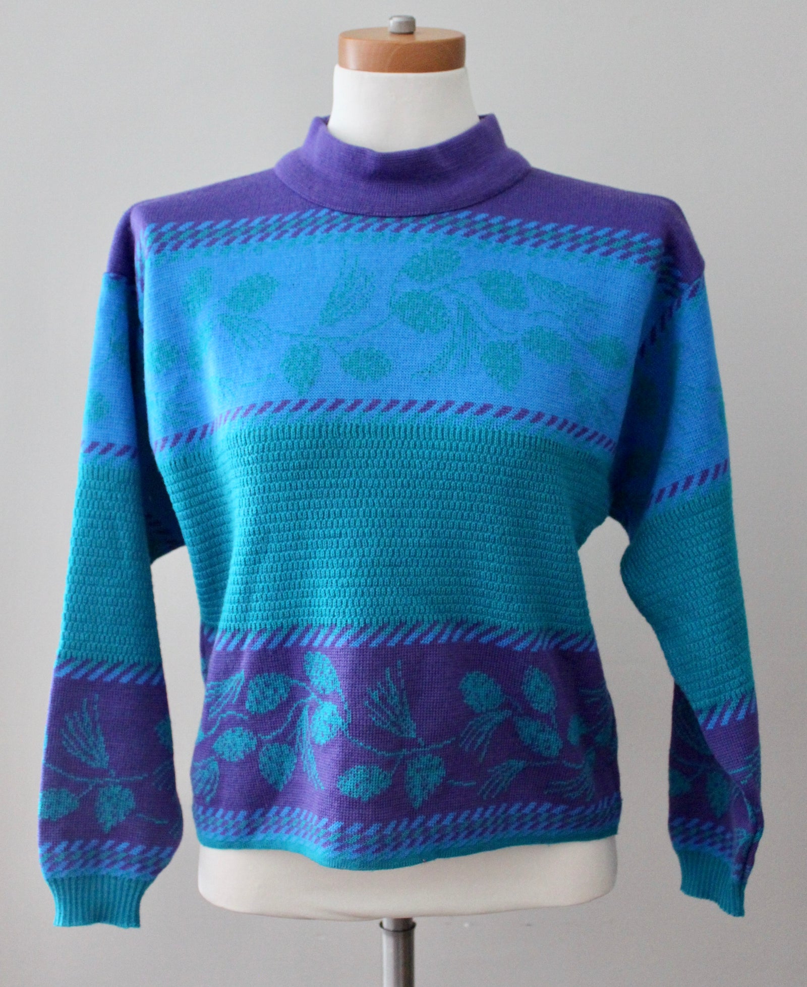 Cool Winter DEMETRE vintage blue purple aqua ski sweater