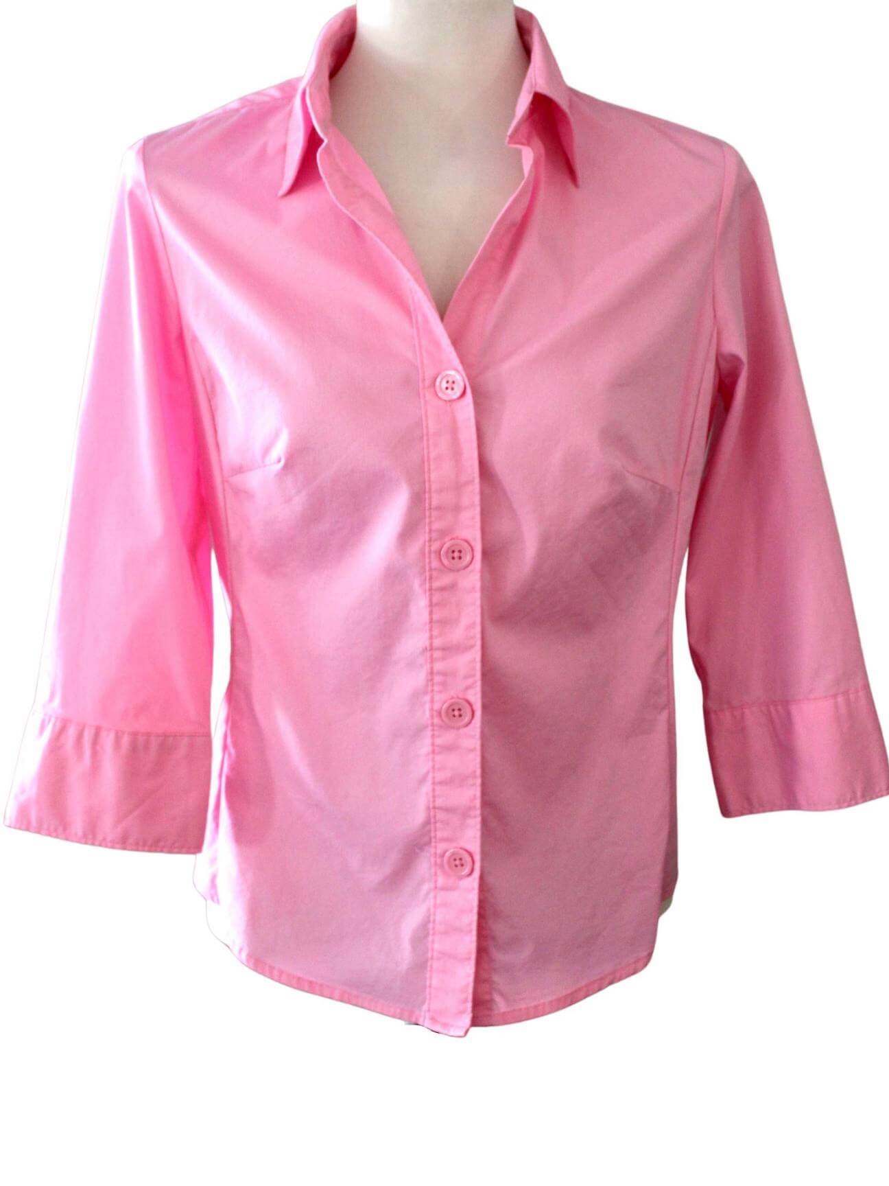Cool Winter GEORGE pink stretch split neck blouse