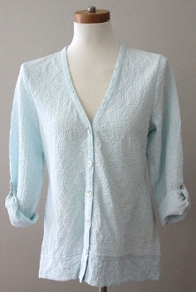 Cool Winter HABITAT ice blue button crinkle shirt 