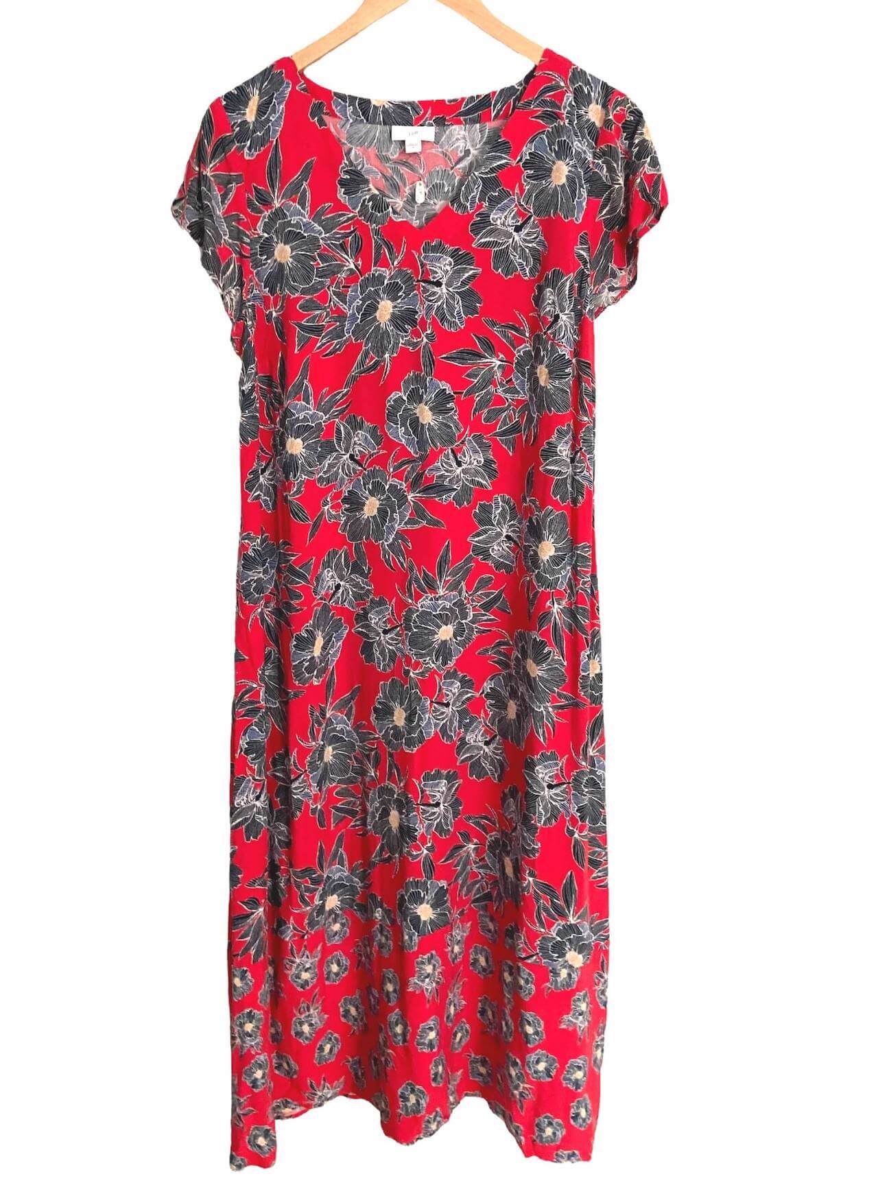 Cool Winter Red Floral Dress
