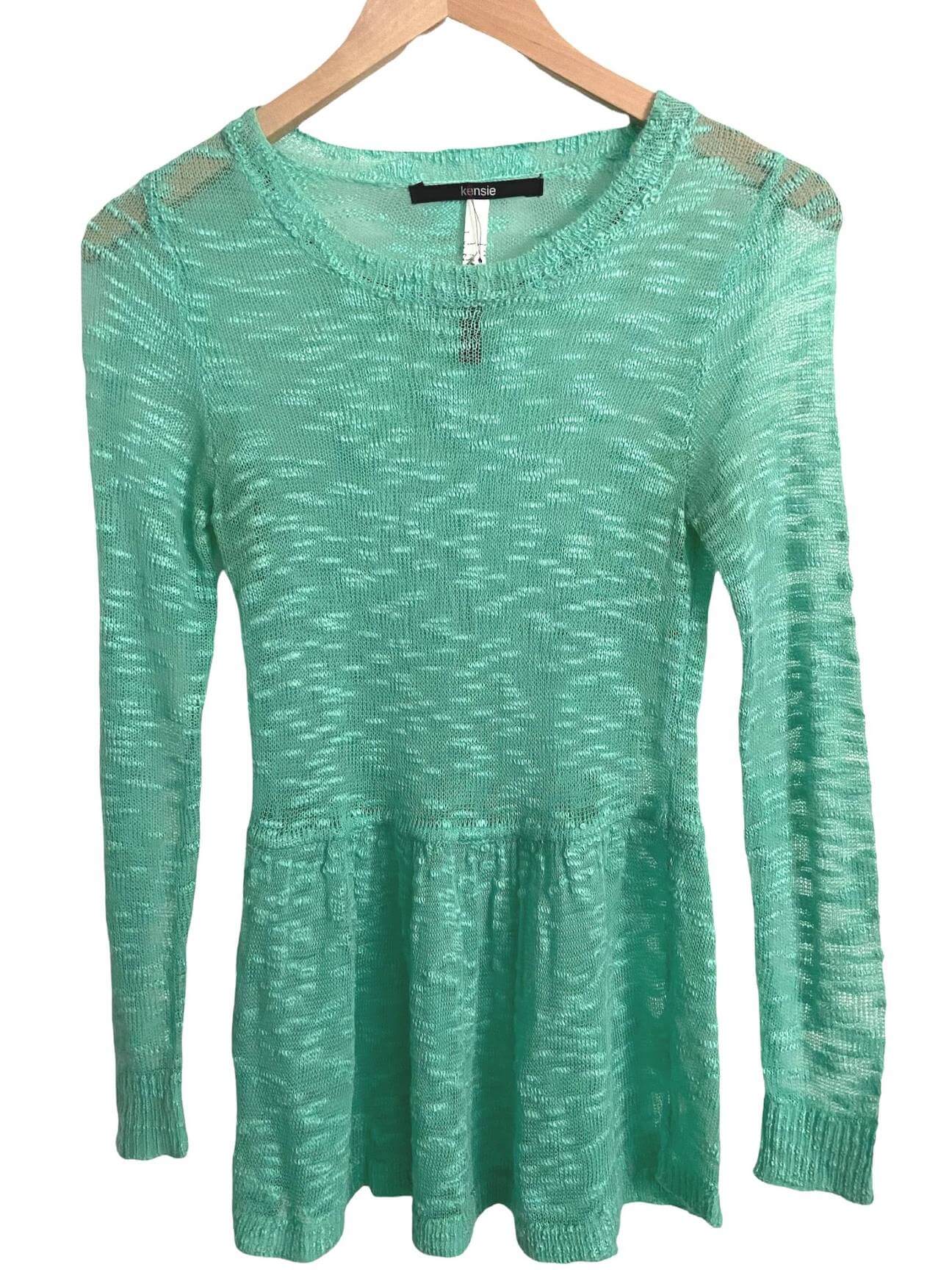 Cool Winter KENSIE mint ruffle sweater