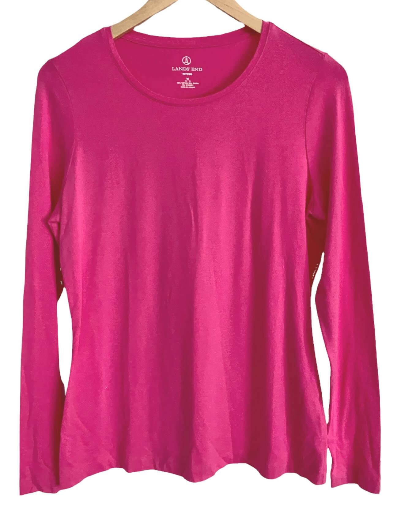 Cool Winter LANDS' END rose pink crew t-shirt tee