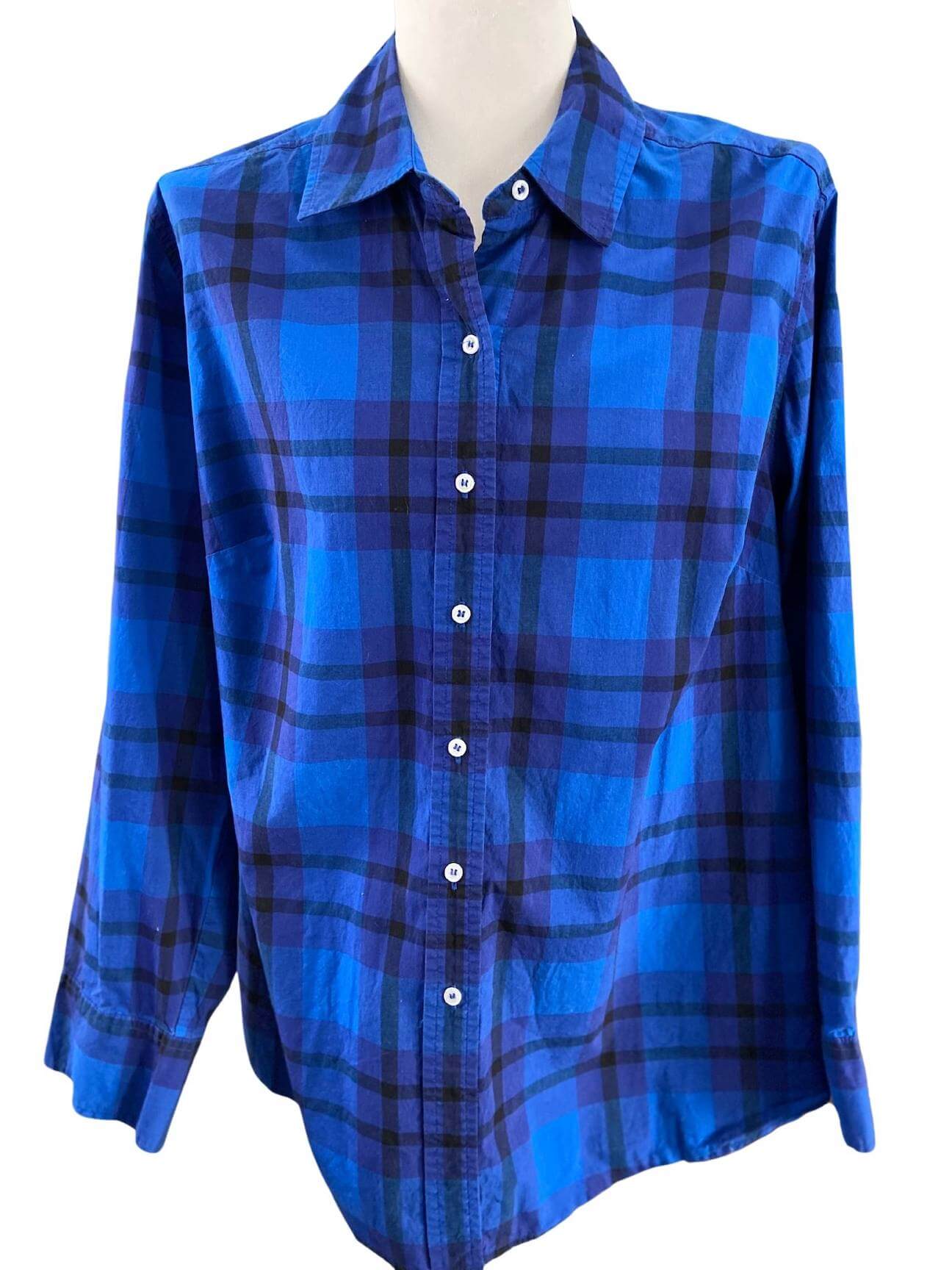 Cool Winter LANE BRYANT cobalt blue plaid shirt