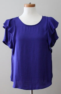 Cool Winter LUSH cobalt ruffle blouse