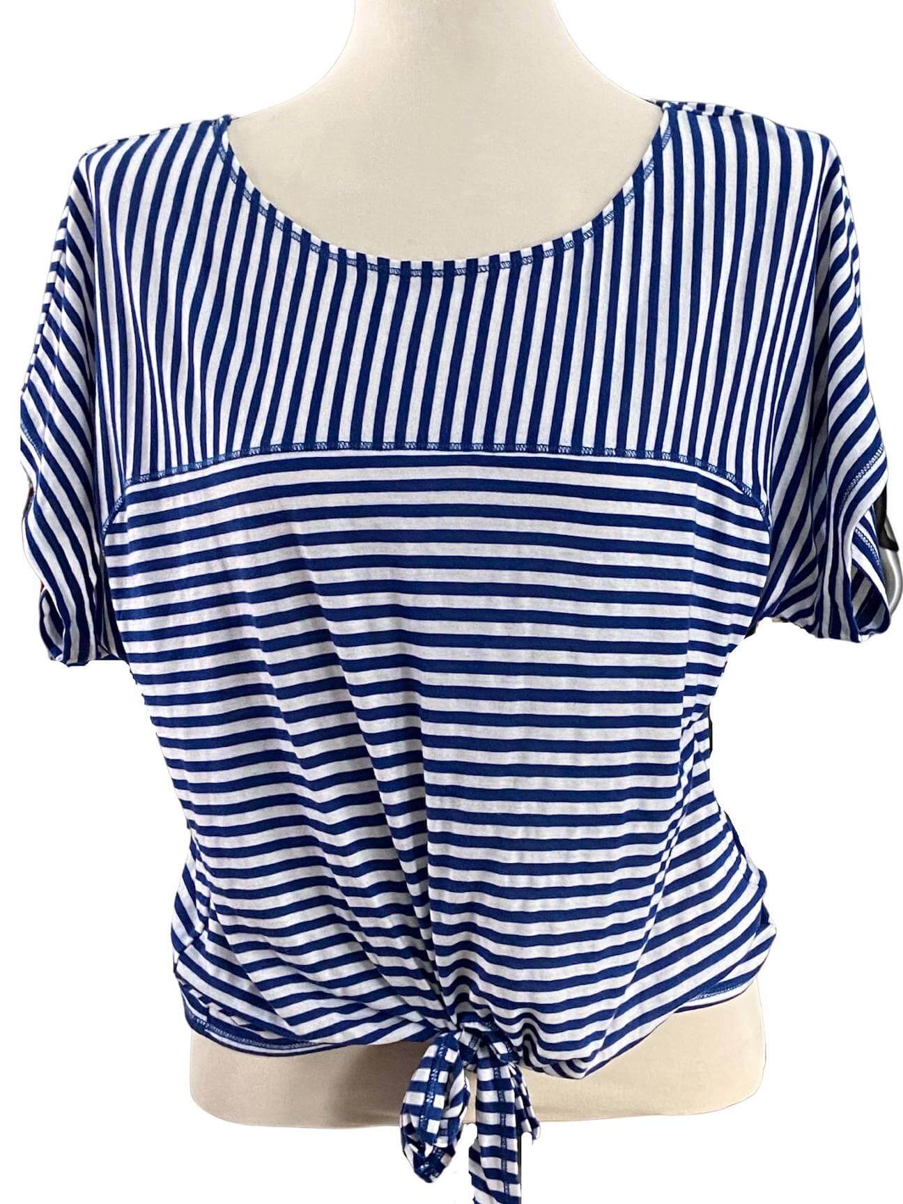 Cool Winter METAPHOR blue and white stripe top