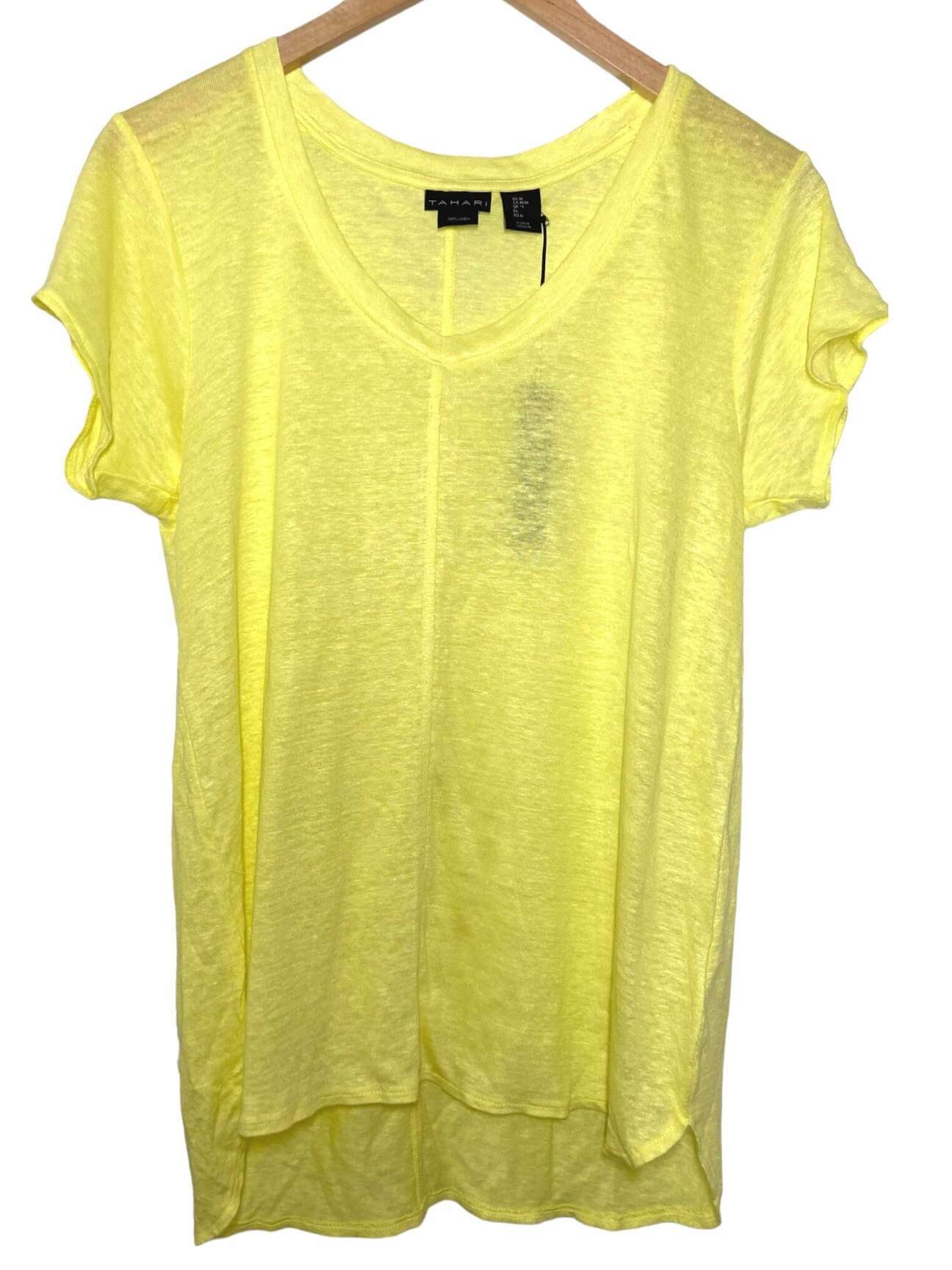 Cool Winter TAHARI yellow linen tee