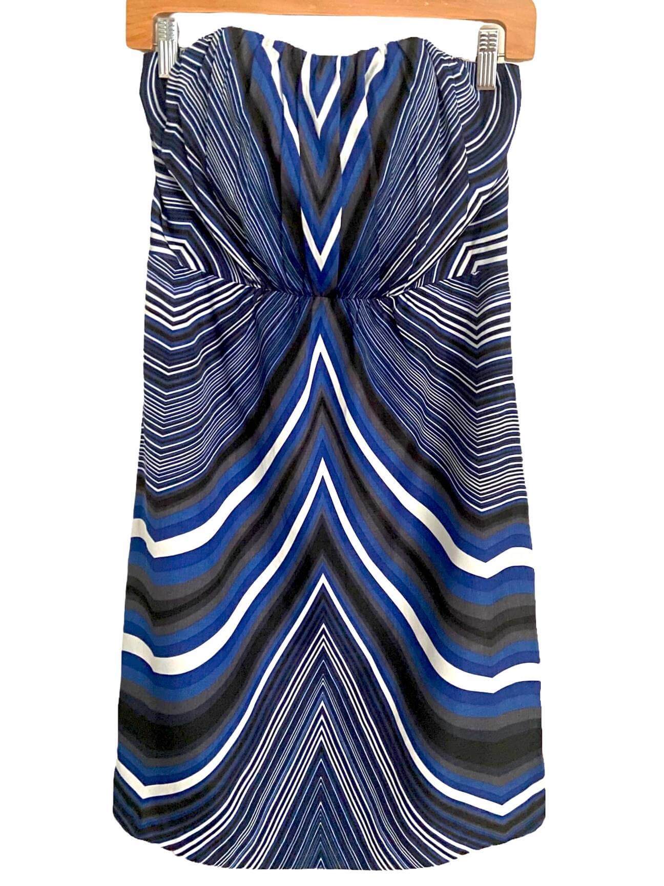 Cool Winter THE LIMITED black and blue print strapless dress