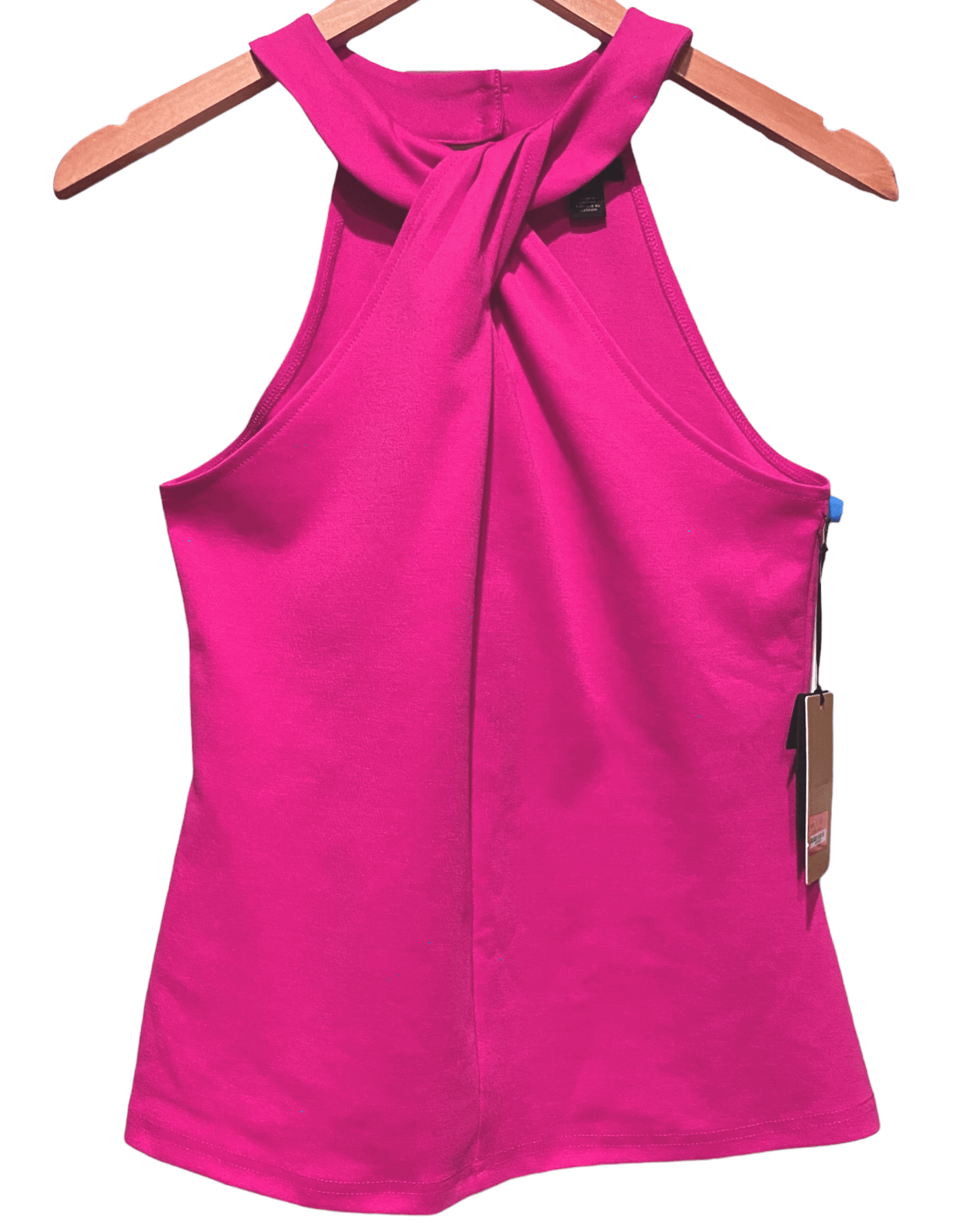Cool Winter HALOGEN pink twist front halter top 