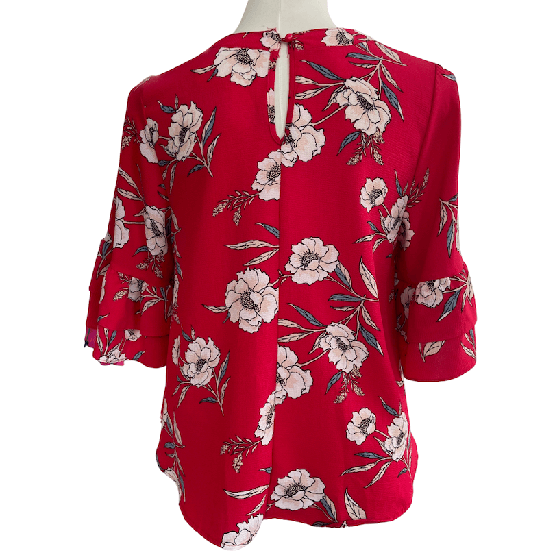 Cool Winter URBAN ROMANTICS red floral top