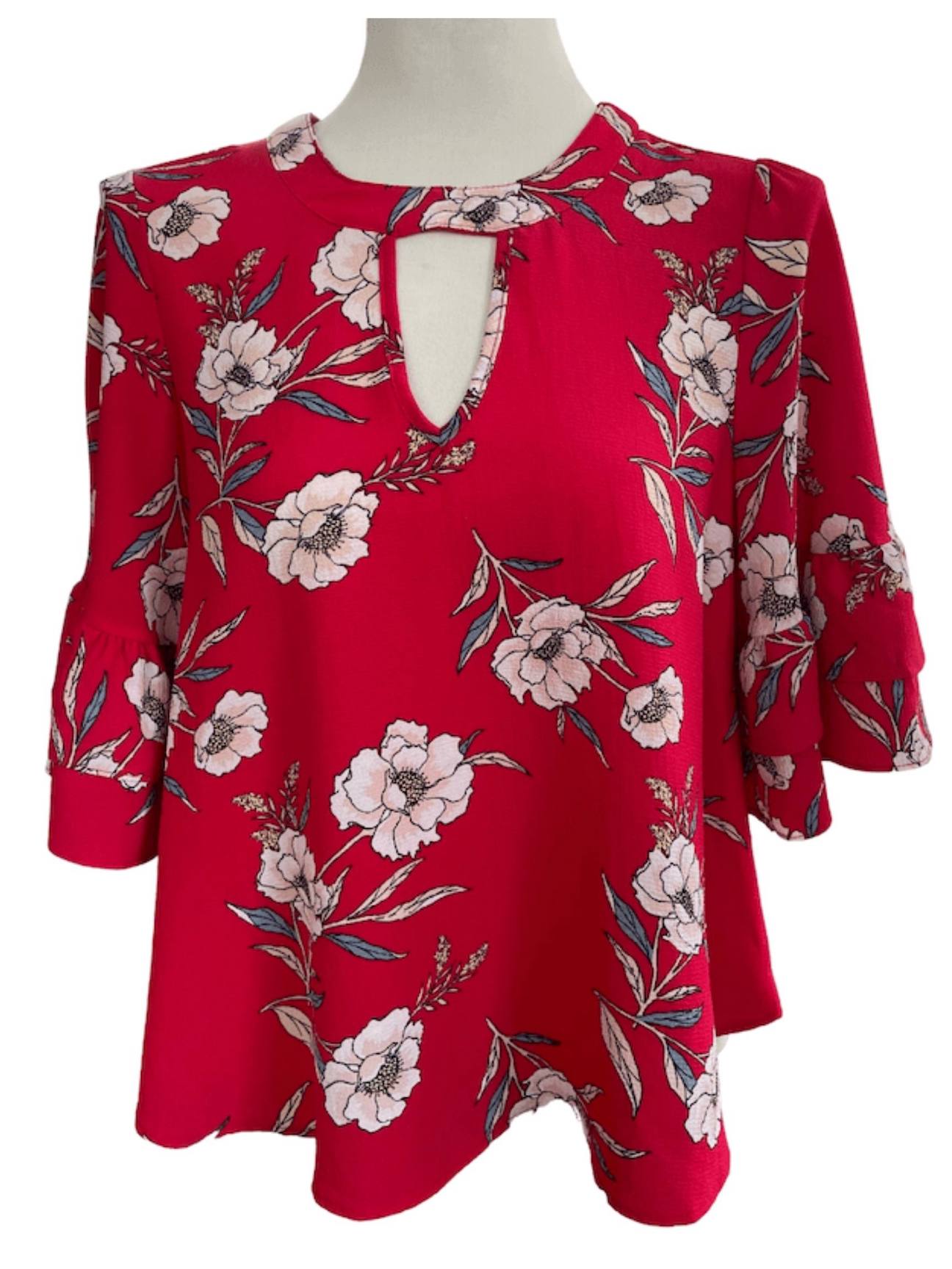 Cool Winter URBAN ROMANTICS red floral blouse