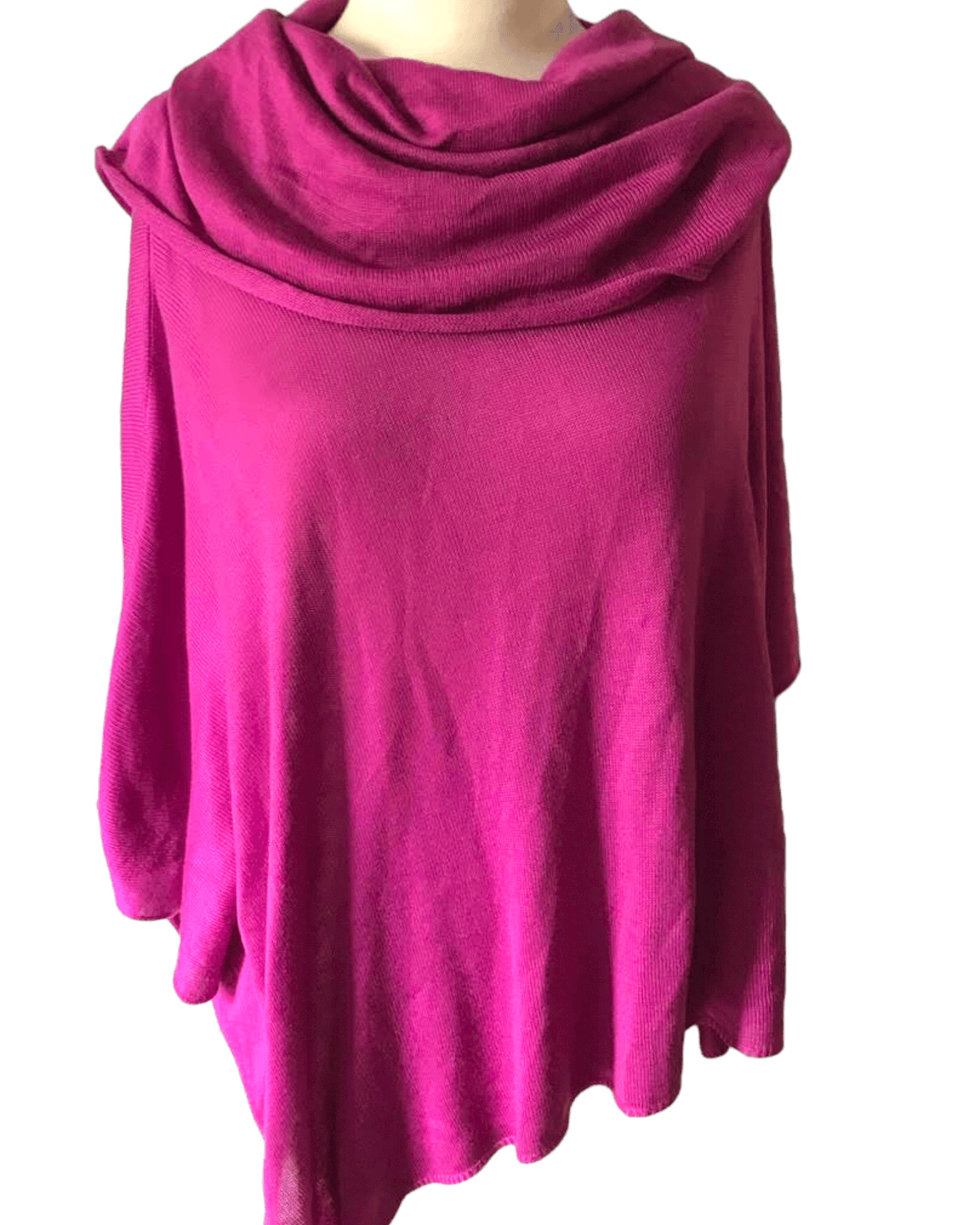 Cool Winter WOVEN HEART raspberry poncho