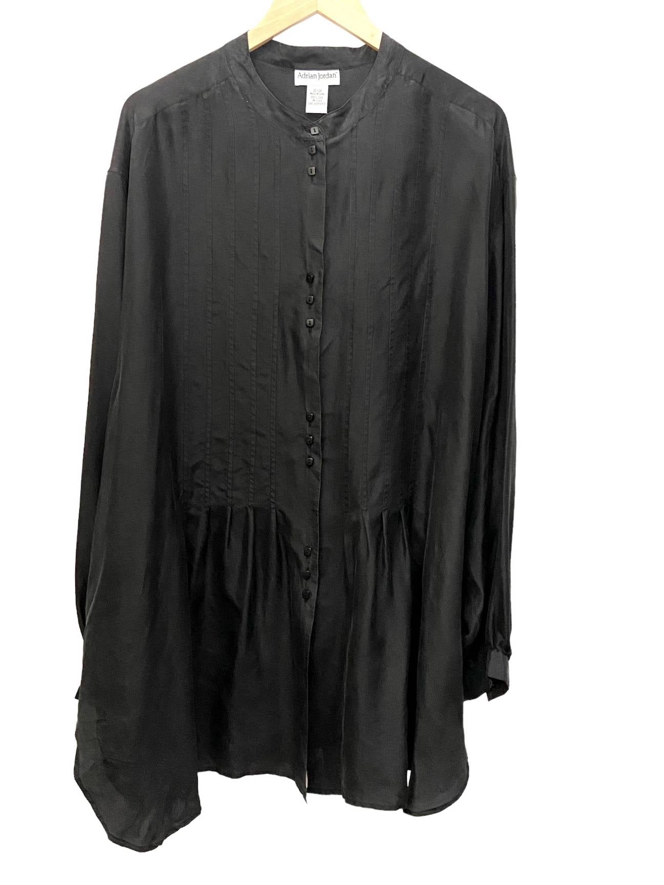 Dark Autumn ADRIAN JORDAN charcoal gray silk tunic shirt