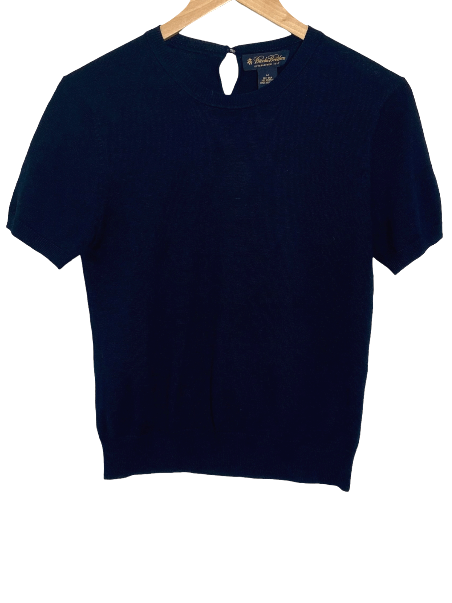 Dark Autumn BROOKS BROTHERS midnight blue short sleeved silk sweater