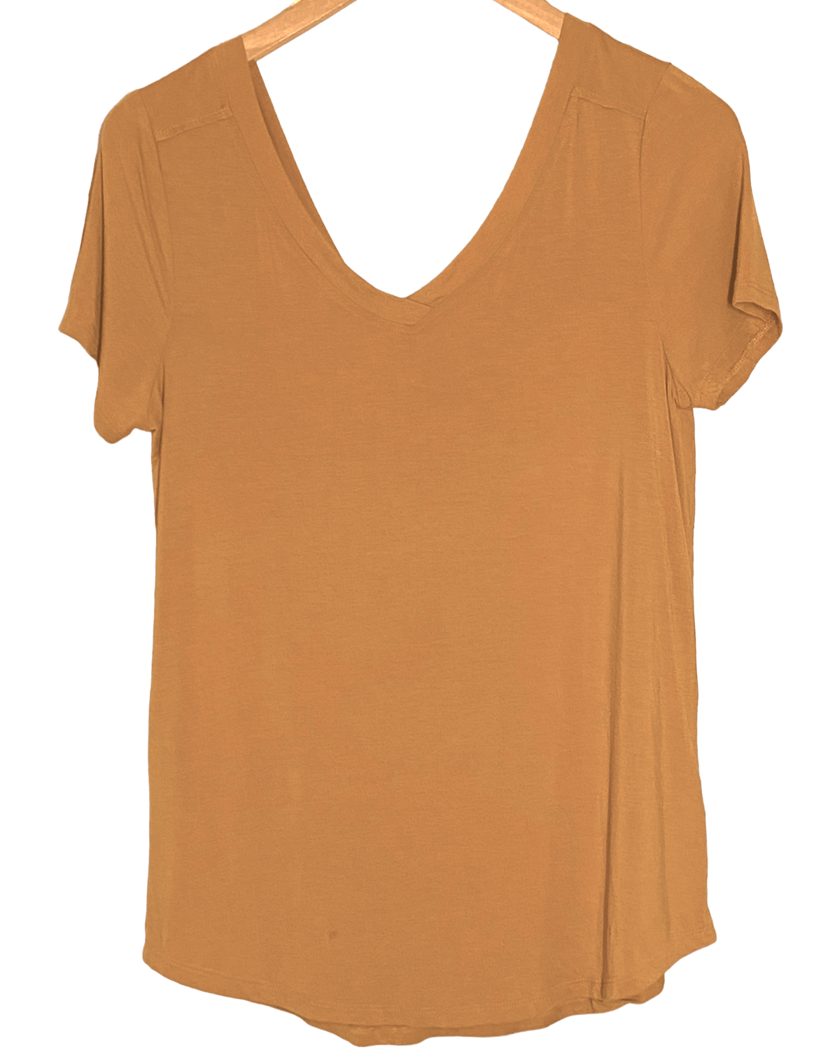 Dark Autumn CABLE &amp; GAUGE ochre double v-neck knit top