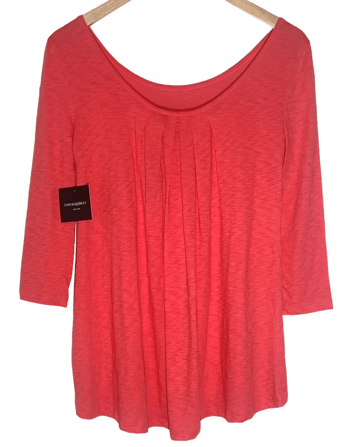 Dark Autumn CYNTHIA ROWLEY spiced persimmon orange pleated knit top