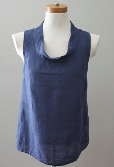 Dark Autumn FLAX navy linen top