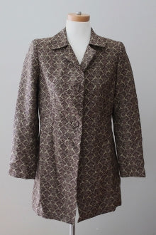 Dark Autumn INGRID OLSEN brown jaquard print coat