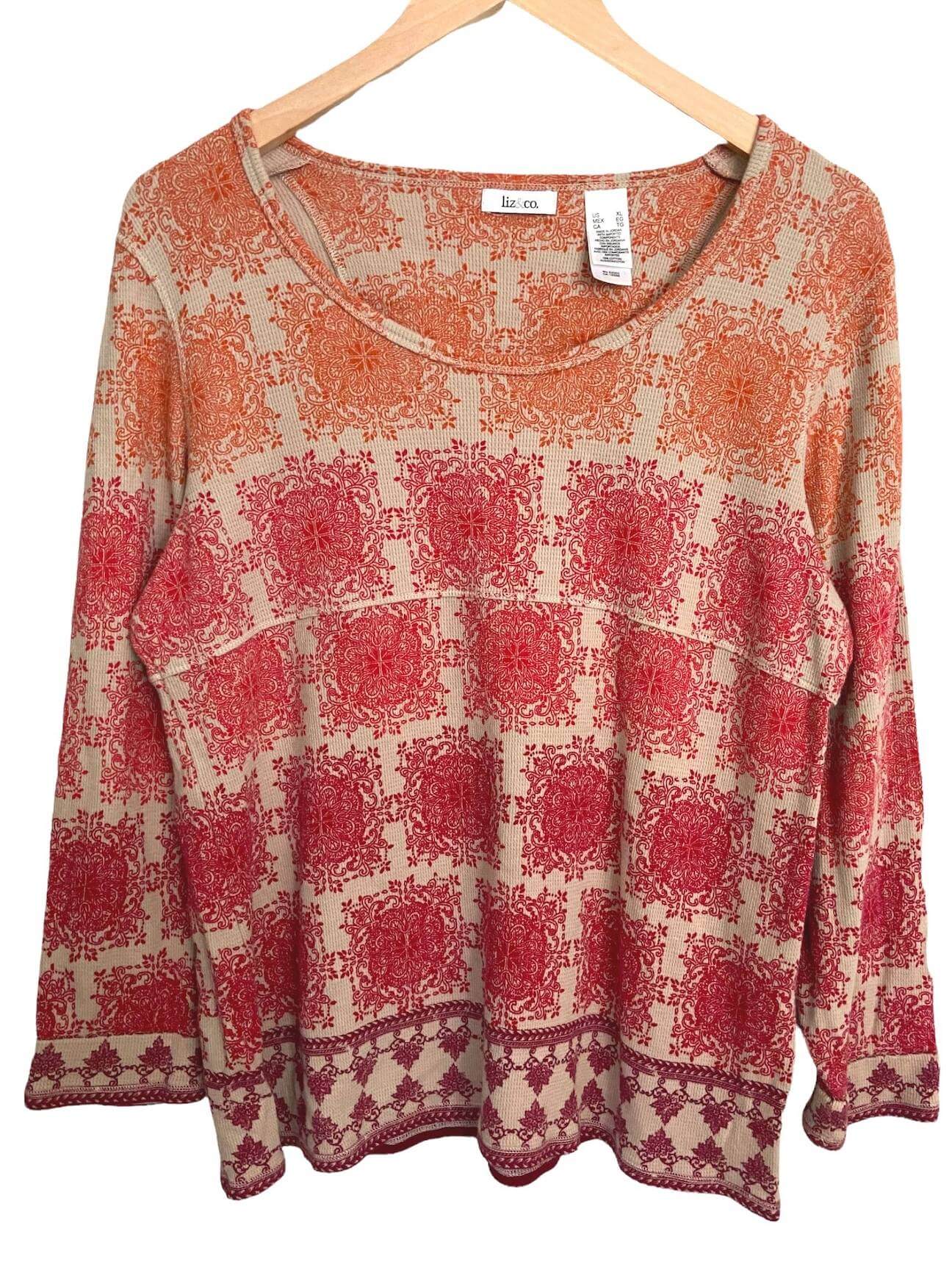 Dark Autumn LIZ&CO print waffle knit top