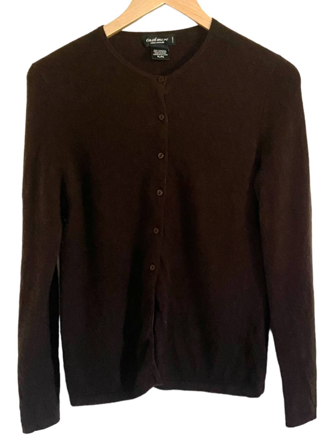 Dark Autumn LORD & TAYLOR clove brown cashmere cardigan sweater