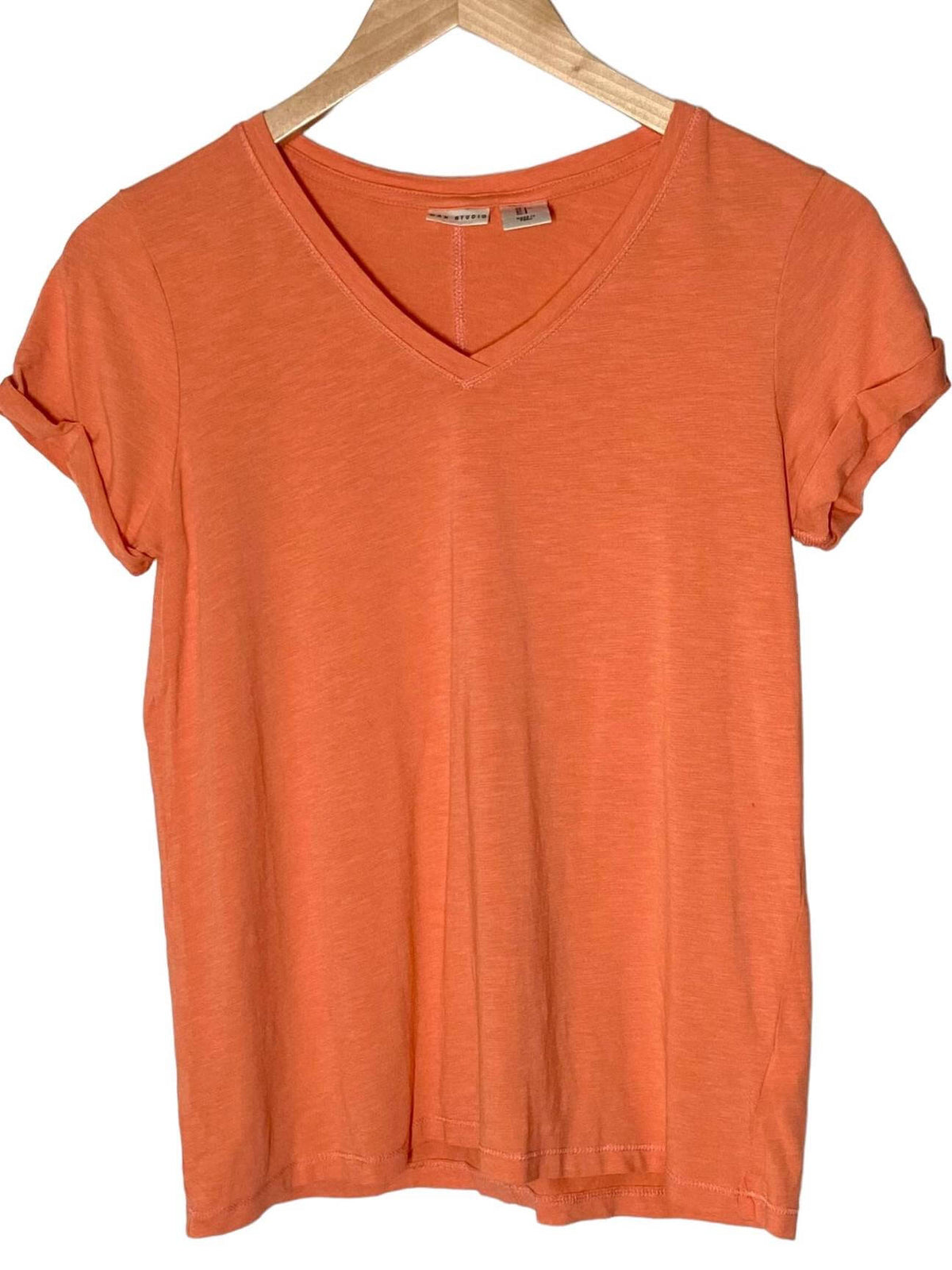 Dark Autumn MAX STUDIO marsala rust orange v-neck tee