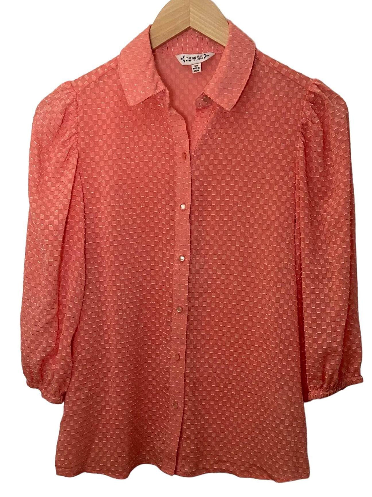 Dark Autumn NANETTE LEPORE caviar orange button down blouse