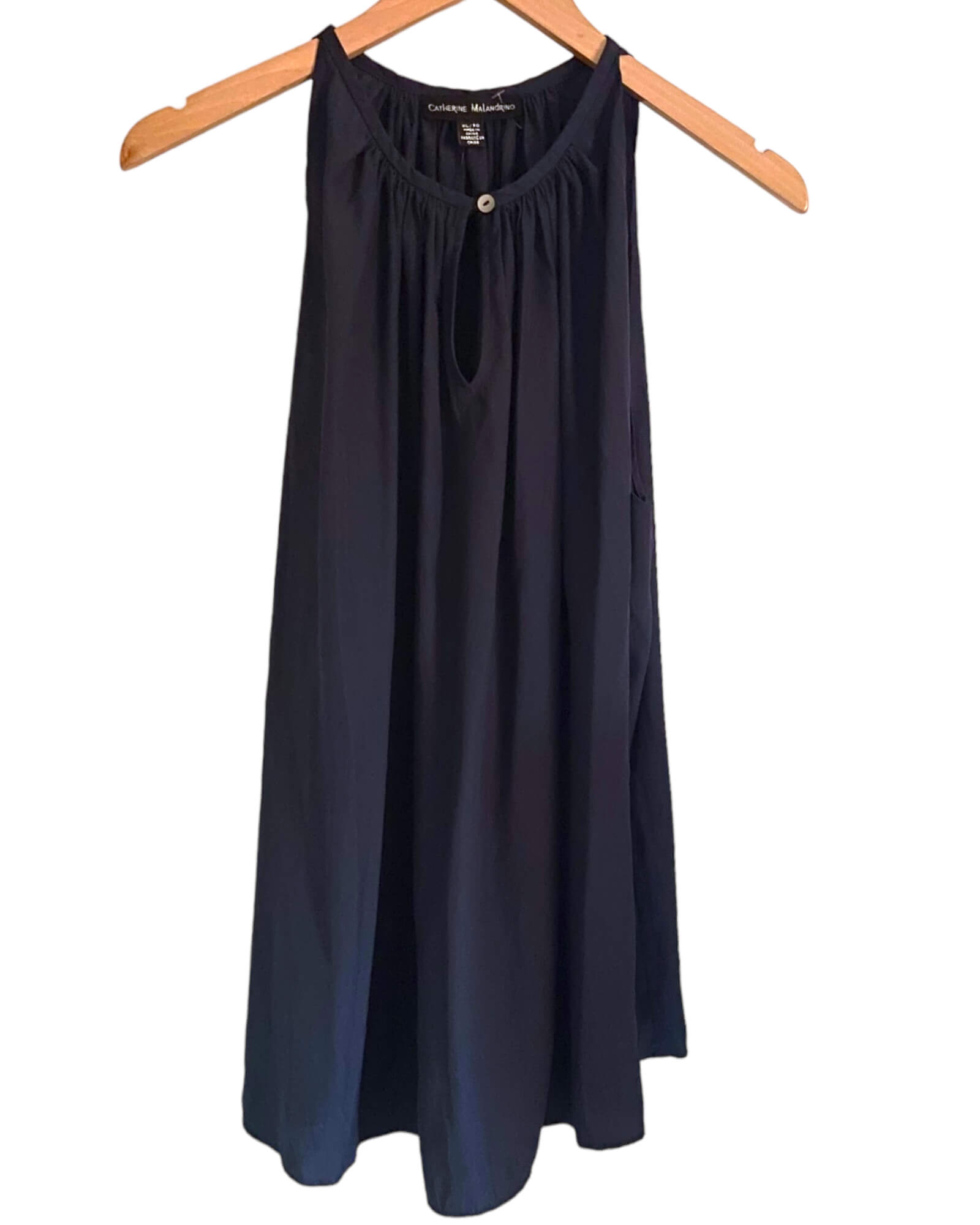 Dark Autumn CATHERINE MALANDRINO navy blue sleeveless swing blouse top
