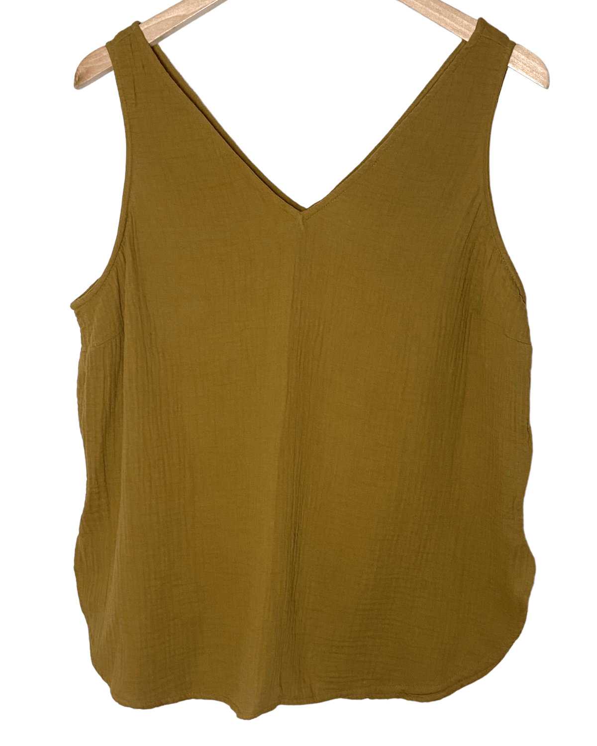 Dark Autumn OLD NAVY ochre double v-neck texture sleeveless top