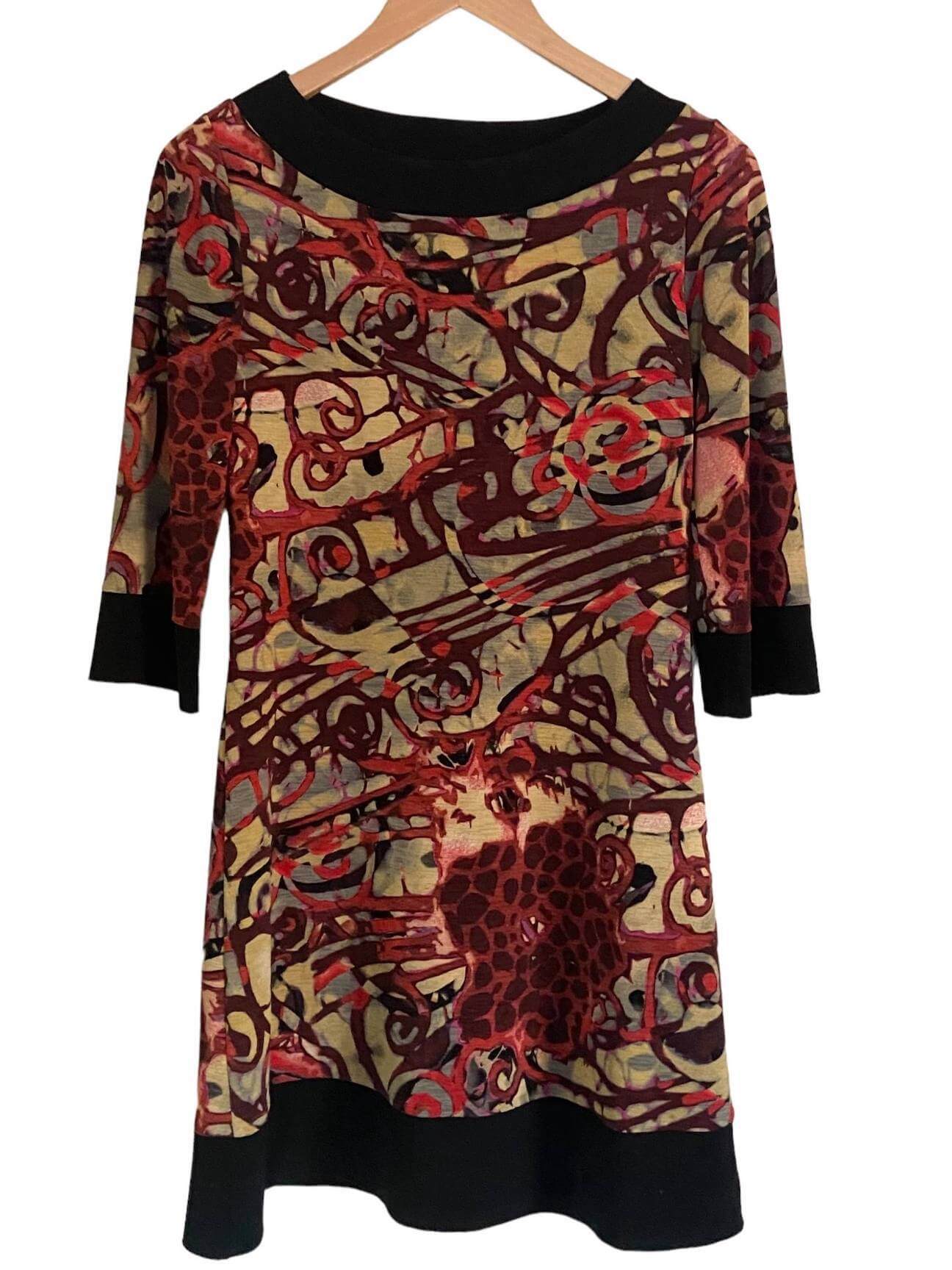 Dark Autumn PAPILLON BLANC abstract print shift dress