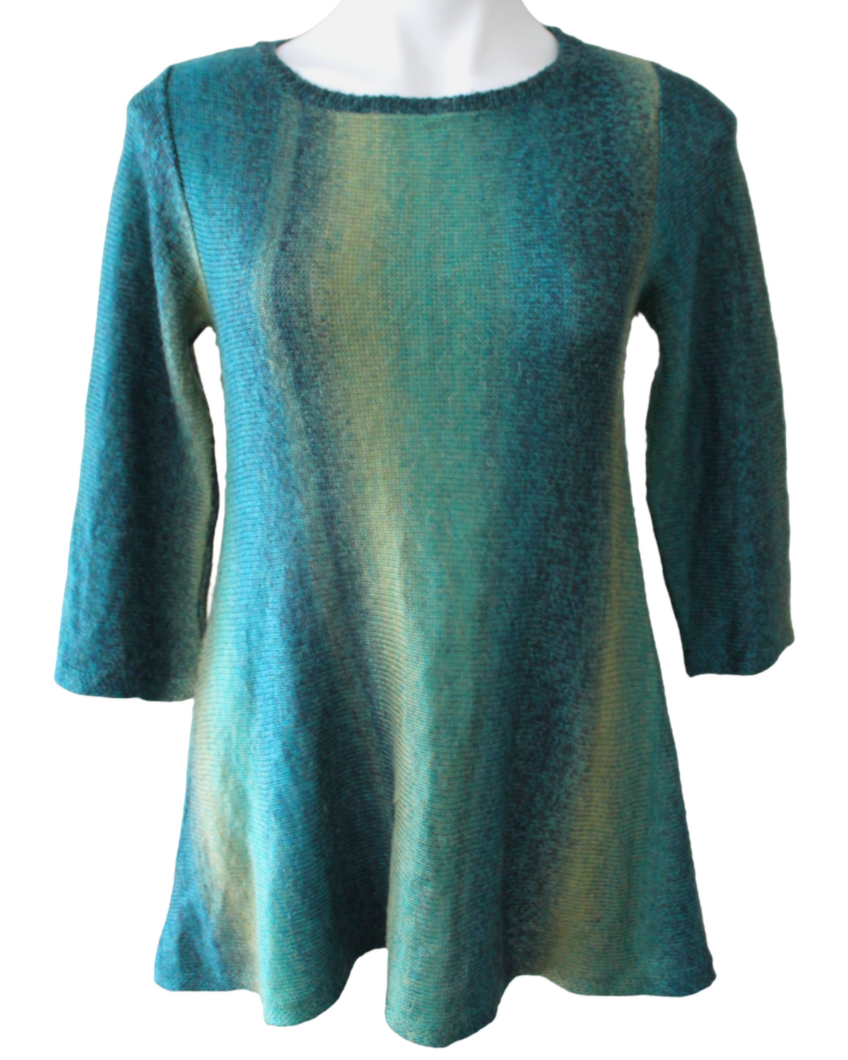 Dark Autumn RUBY RD green and blue watercolor sweater