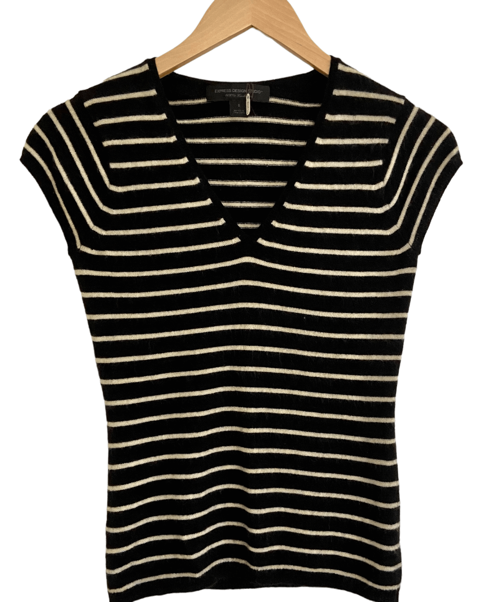 Dark Winter EXPRESS DESIGN STUDIO striped v-neck cashmere sweater