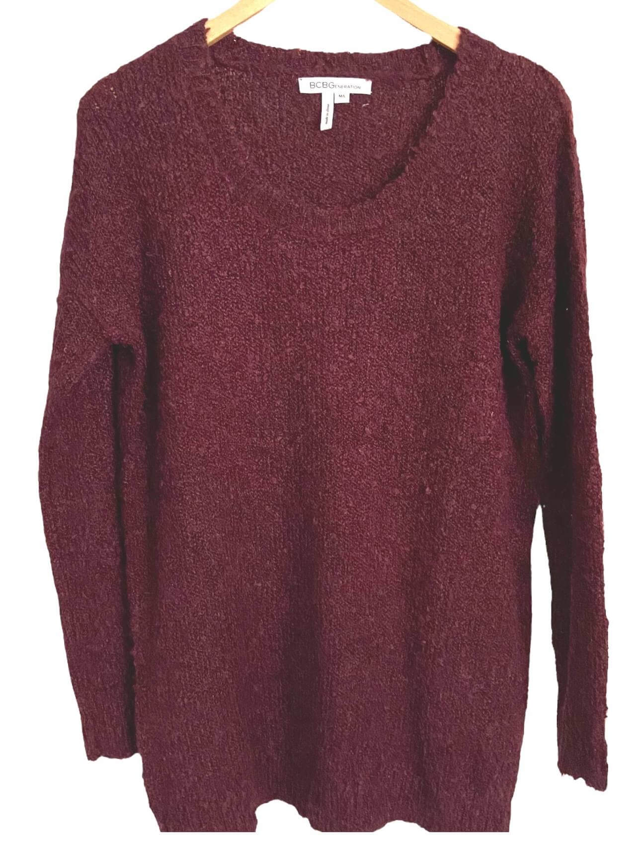 Dark Winter BCBG maroon pullover sweater