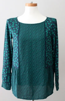 Dark Winter ANN TAYLOR LOFT green botanical top